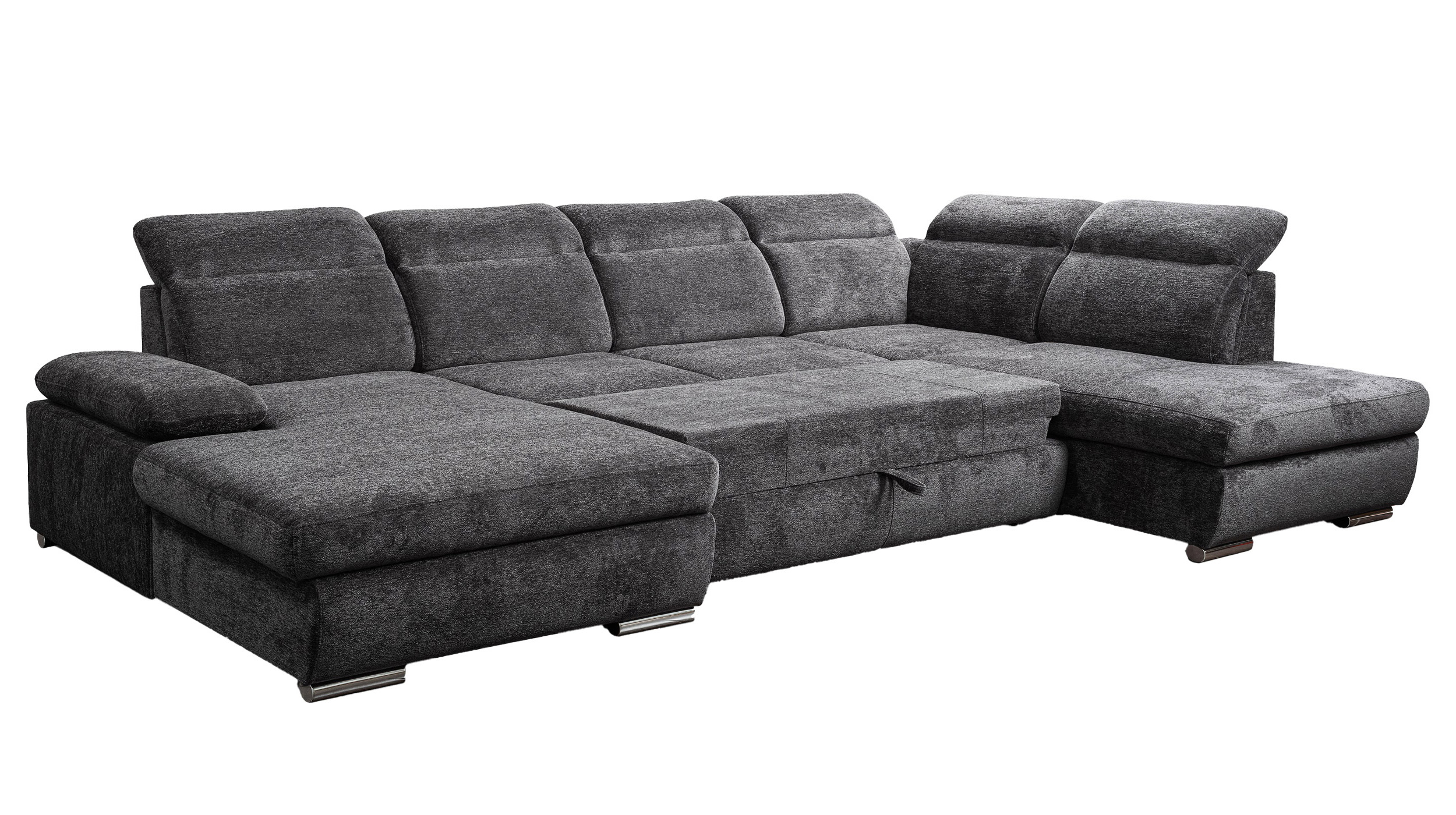 Wohnlandschaft Schlaffunktion anthrazit Bettkasten 359 cm - CORDOBA