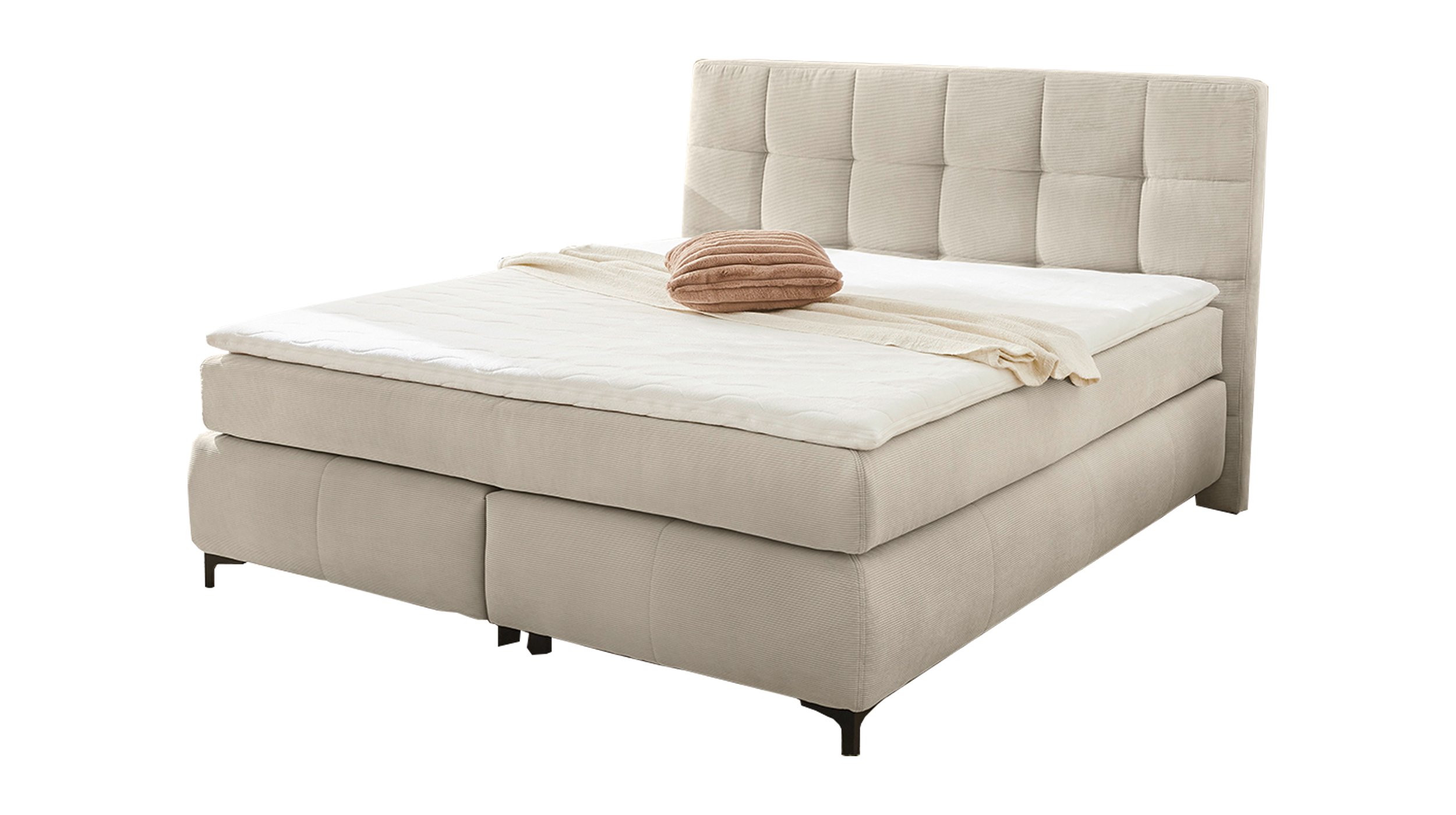 Boxspringbett 180 x 200 cm beige Feincord - BEATRICE Boxspringbett 180 x 200 cm beige Feincord - BEATRICE