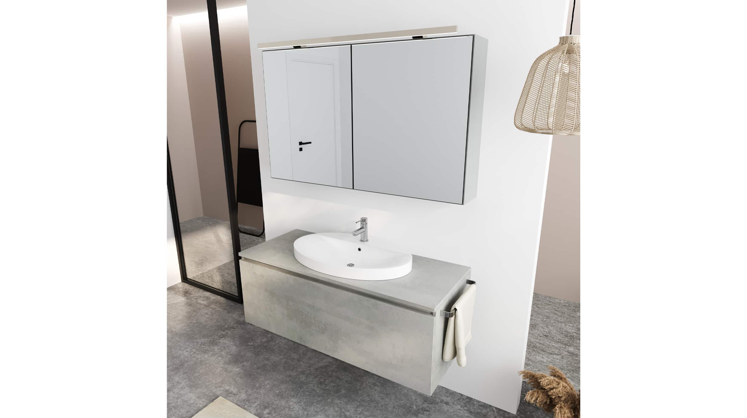 Nobilia Badmöbelset grau - 2-tlg - Waschplatz 120 cm - ROMAO