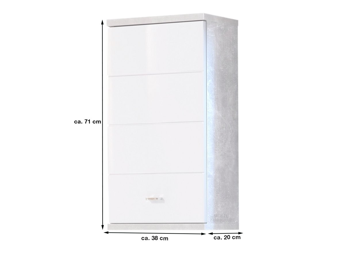 Bad Hängeschrank Betonoptik - weiß 38 cm - POOL