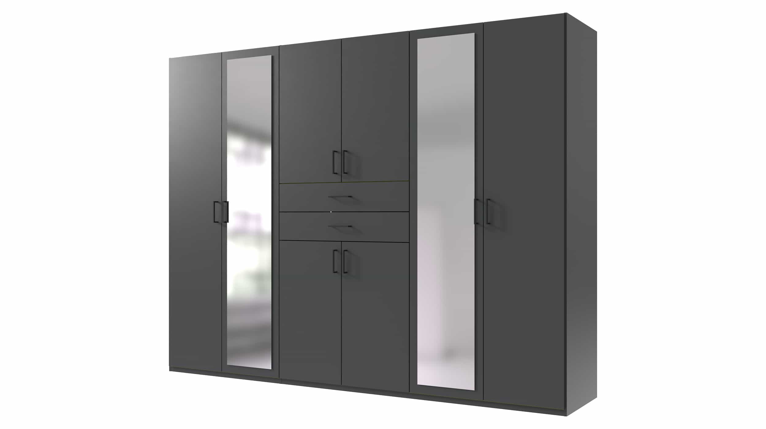 Kleiderschrank mit Spiegel - graphit - 270 cm - DILLINGEN Kleiderschrank mit Spiegel - graphit - 270 cm - DILLINGEN