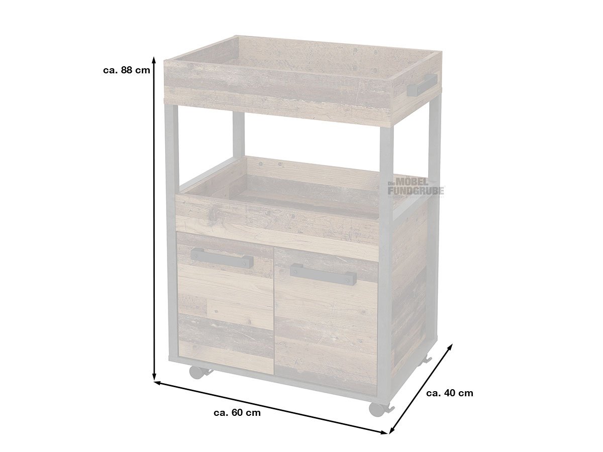 Bartisch Barwagen Old Wood - grau 60 cm - HOME BAR