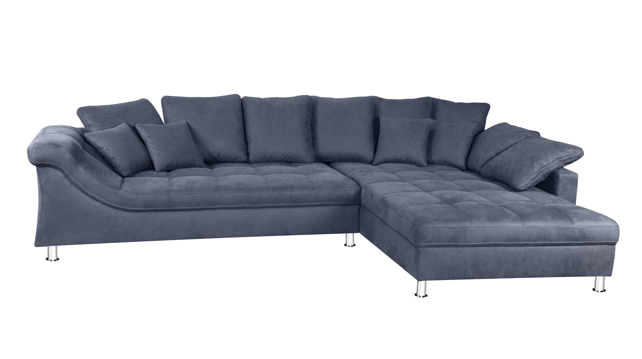 Ecksofa grau - blau 339 x 222 cm mit Kissen - CALGARY Ecksofa grau - blau 339 x 222 cm mit Kissen - CALGARY