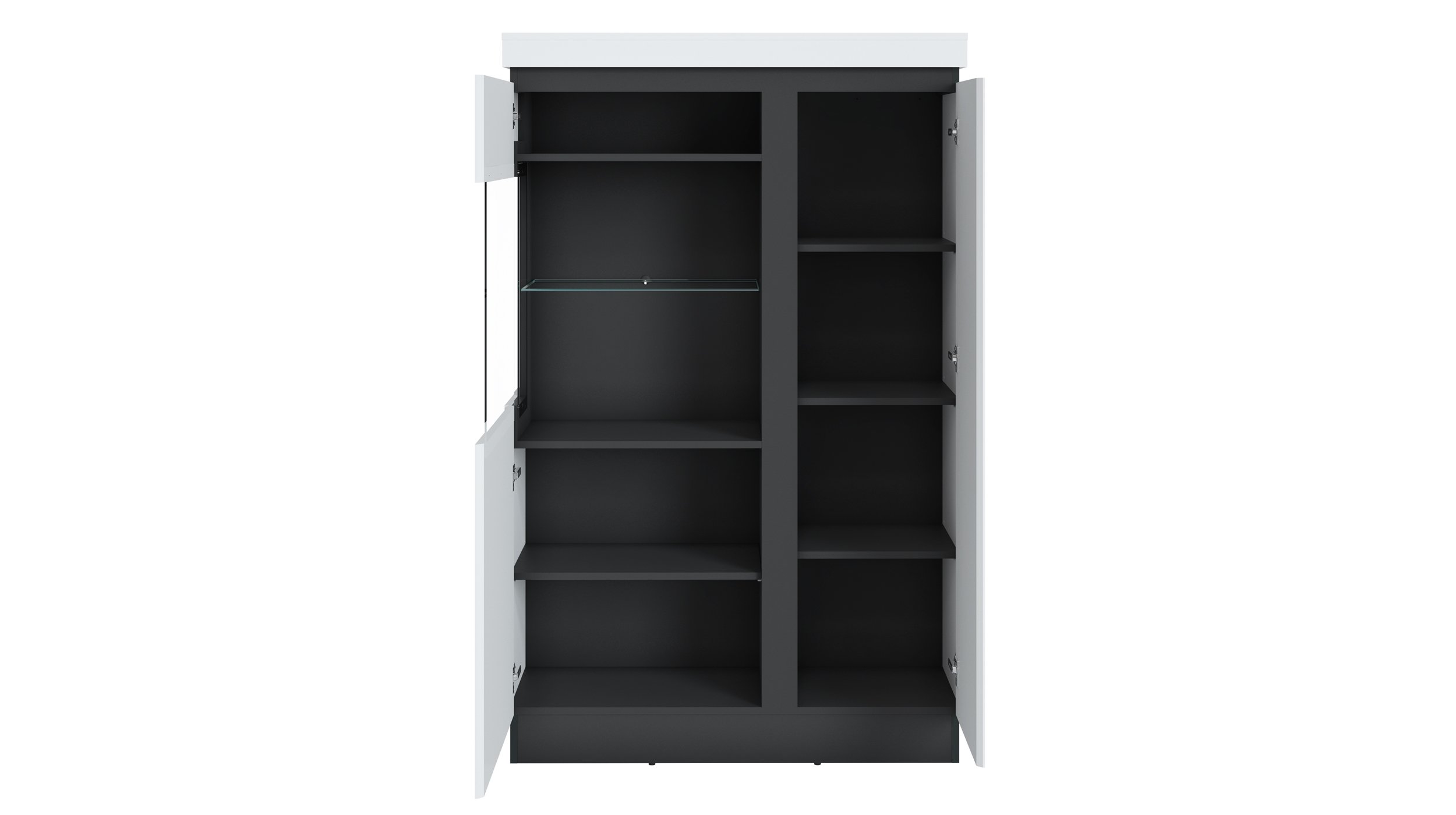 Vitrine alpinweiß - anthrazit 164 cm - CAMPANIA