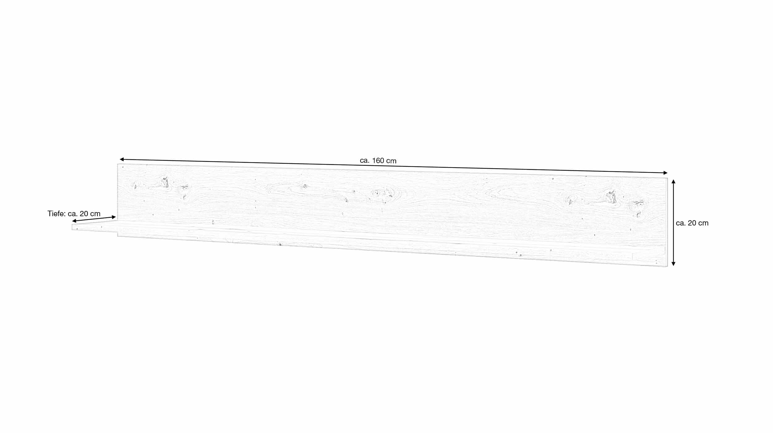 Wandboard Artisan Eiche 160 cm - LUCI