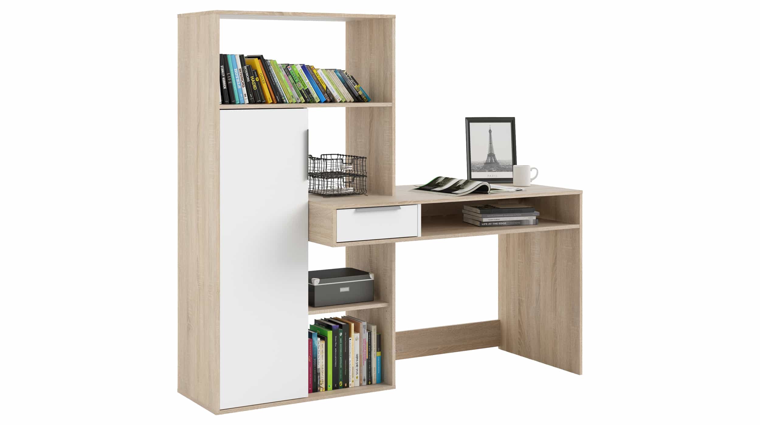 Computerschreibtisch Eiche - weiß 163 cm - FUNCTION PLUS Computerschreibtisch Eiche - weiß 163 cm - FUNCTION PLUS