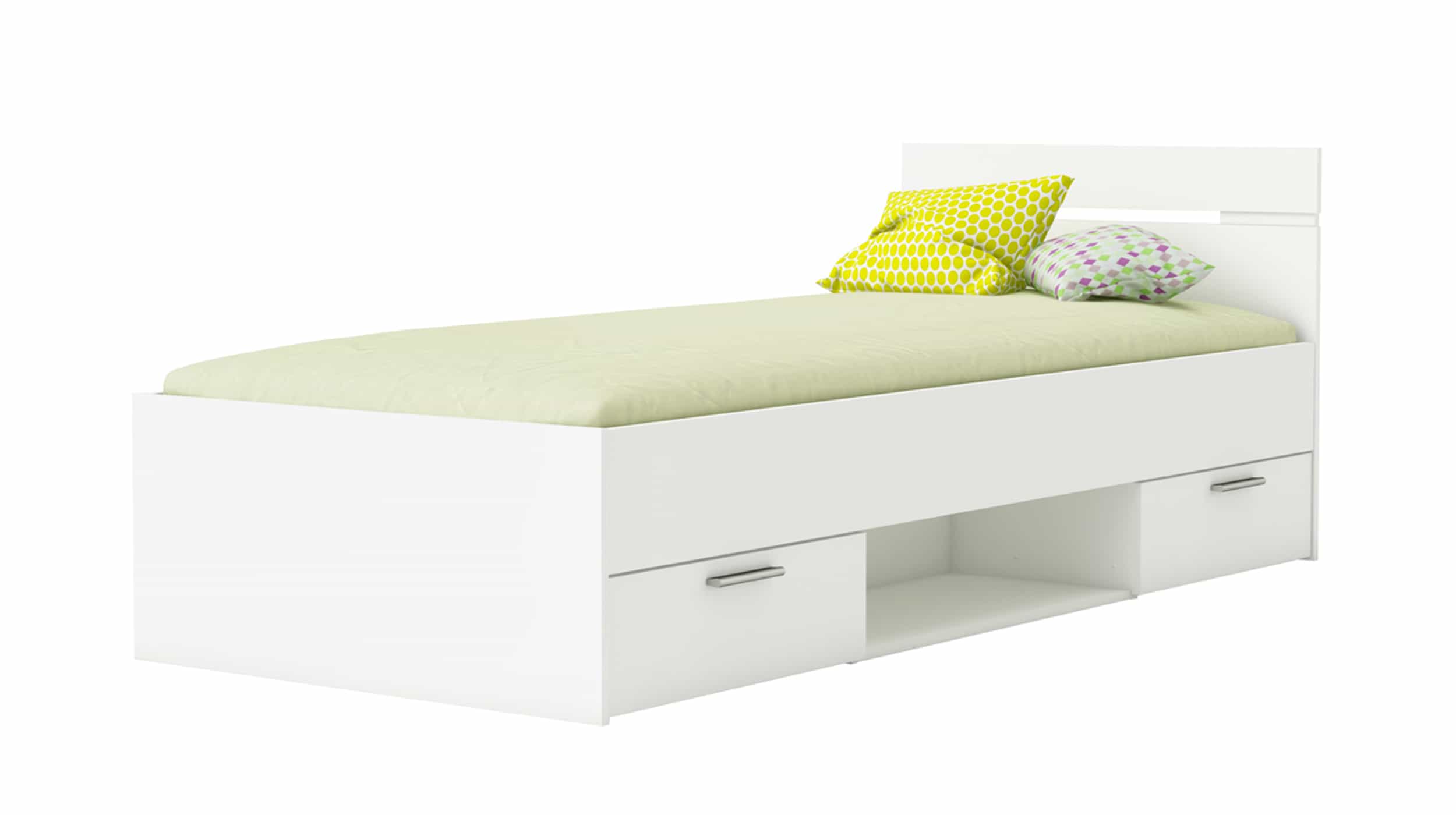 Jugendbett mit Stauraum 90 x 200 cm weiß - MICHIGAN Jugendbett mit Stauraum 90 x 200 cm weiß - MICHIGAN