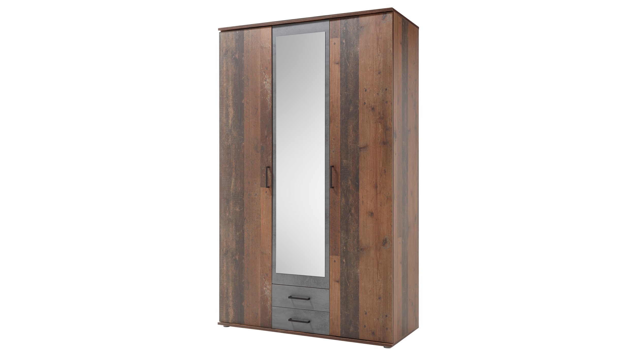 Kleiderschrank mit Spiegel - Old Style - grau - 120 cm - CHICAGO Kleiderschrank mit Spiegel - Old Style - grau - 120 cm - CHICAGO