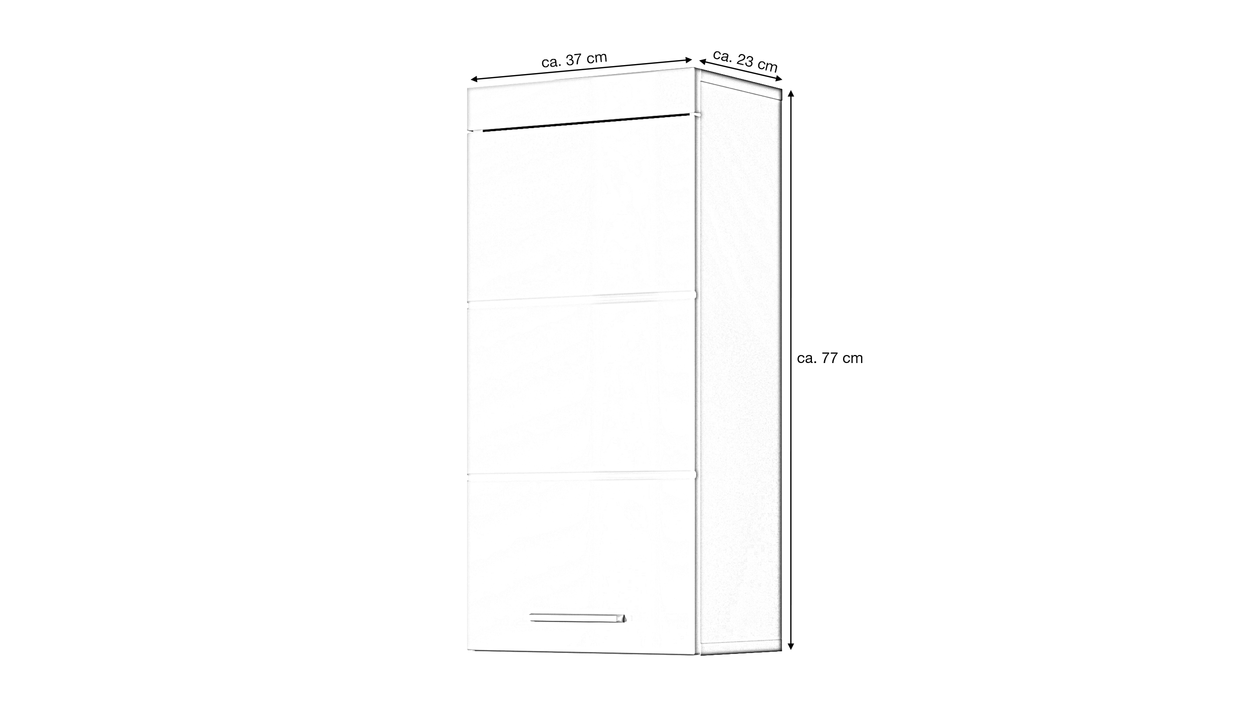 Bad Hängeschrank weiß hochglanz 1-türig Breite 37 cm - AMANDA