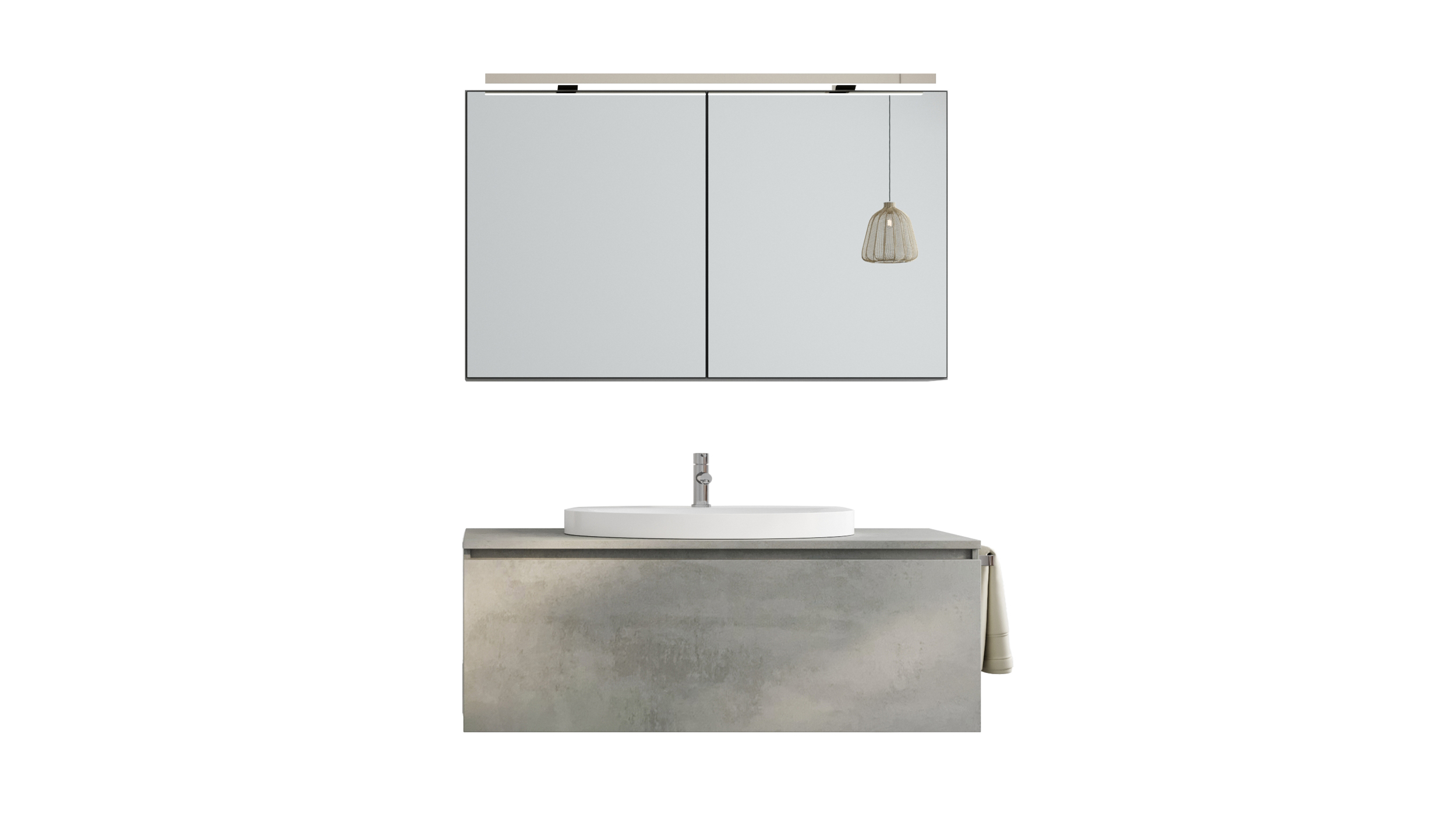 Nobilia Badmöbelset grau - 2-tlg - Waschplatz 120 cm - ROMAO