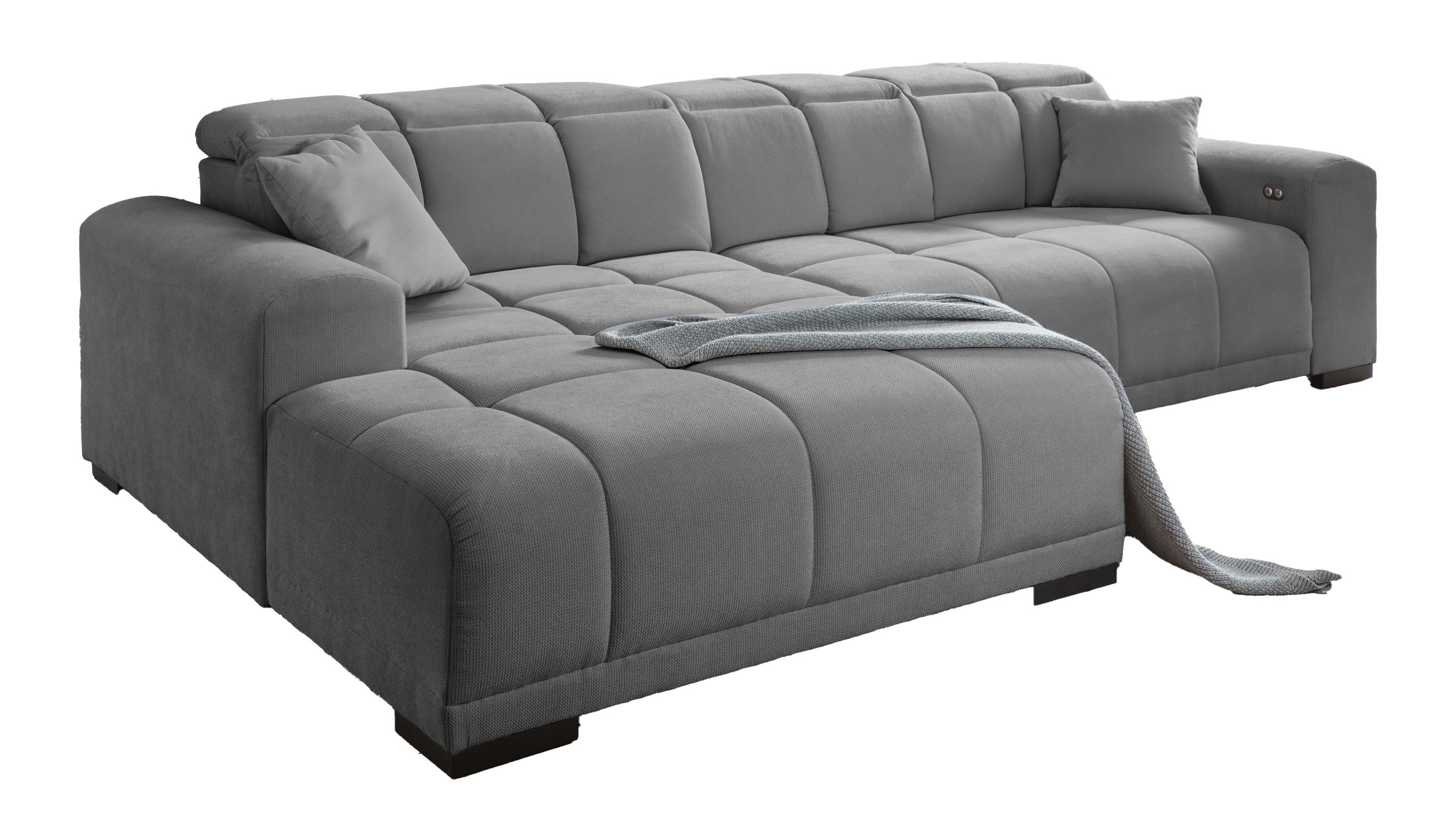 Ecksofa grau 301 x 195 cm - Sitztiefenverstellung - MASTER Ecksofa grau 301 x 195 cm - Sitztiefenverstellung - MASTER