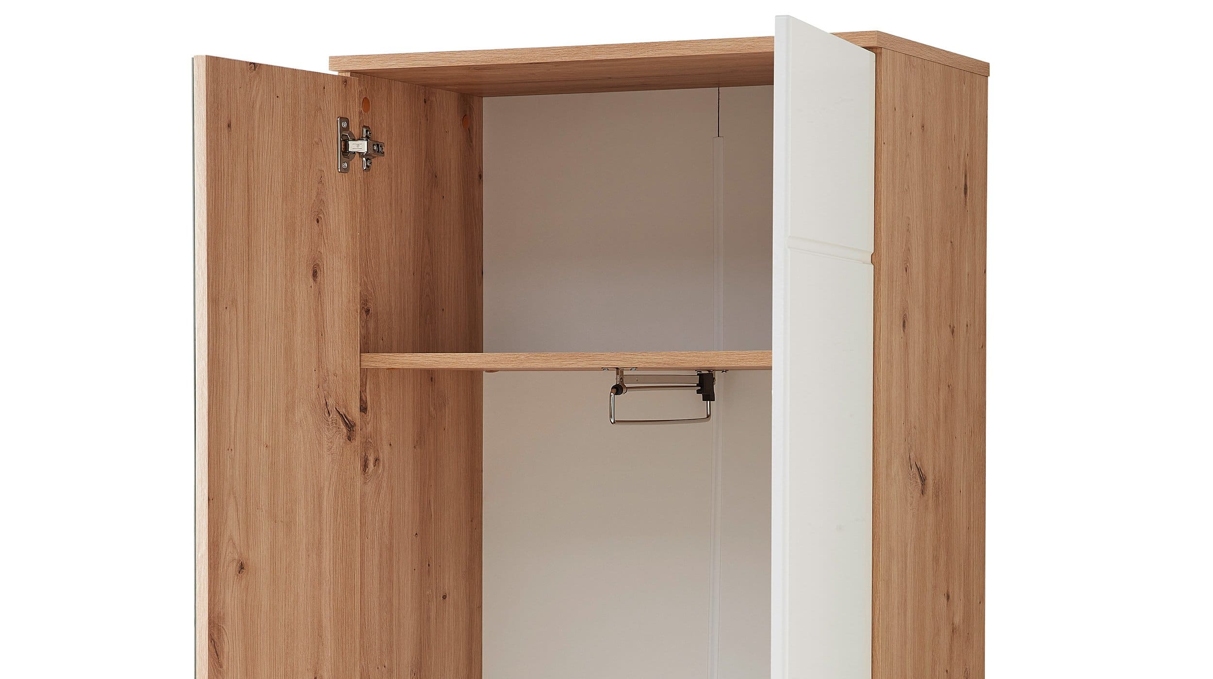 Garderobenschrank weiß hochglanz - Artisan Eiche 195 cm - FUN