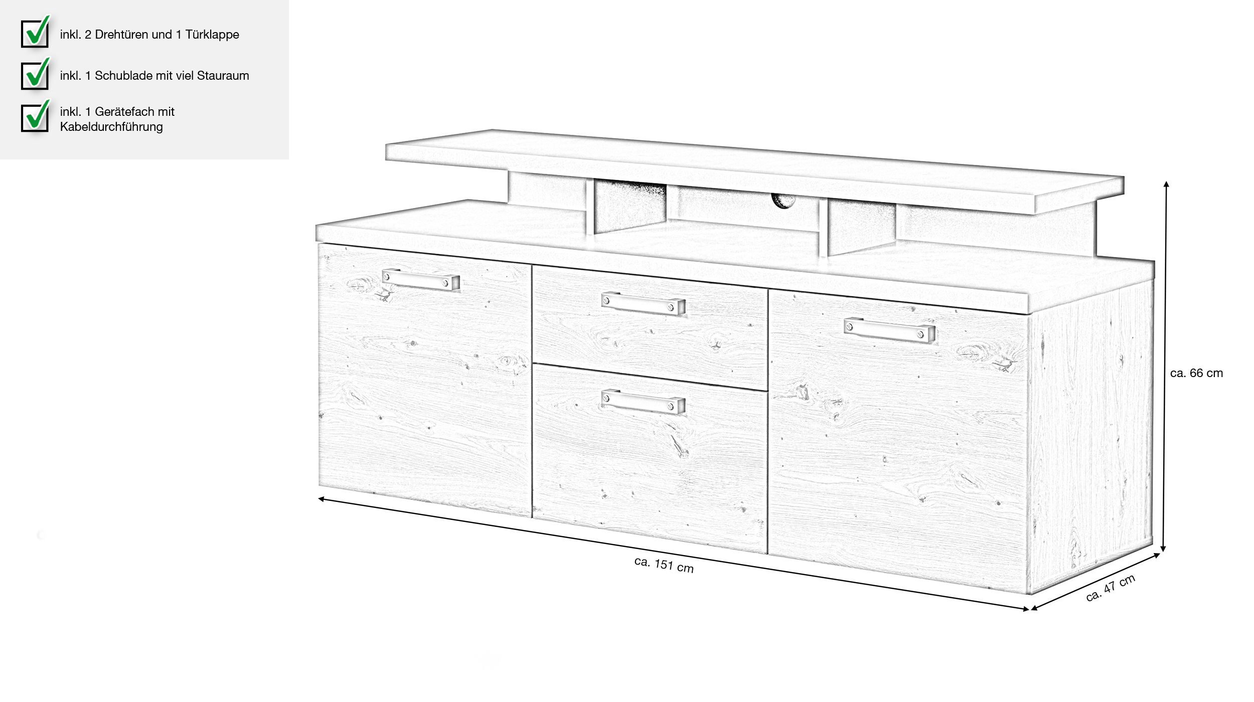 TV-Lowboard Artisan Eiche 151 cm - FOLLOW