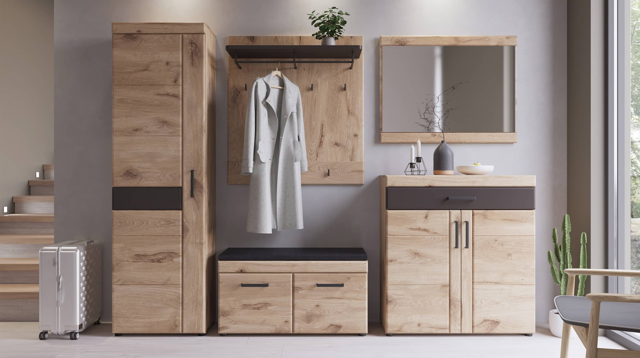 Wandgarderobe Paneel Viking Eiche 93 x 101 cm - GRANO