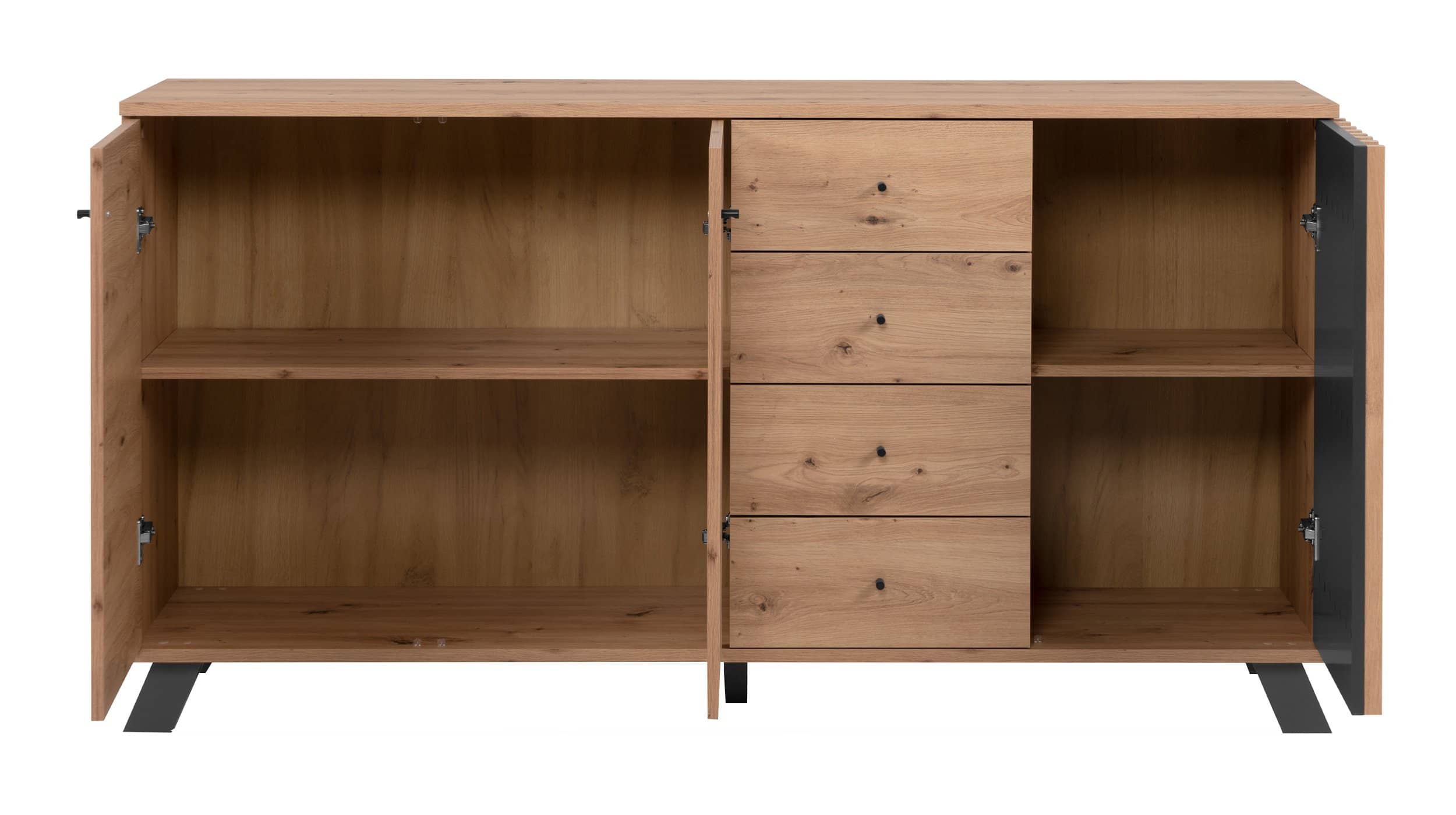 Sideboard 3 Türen Artisan Eiche - anthrazit 160 cm - MEDAN 