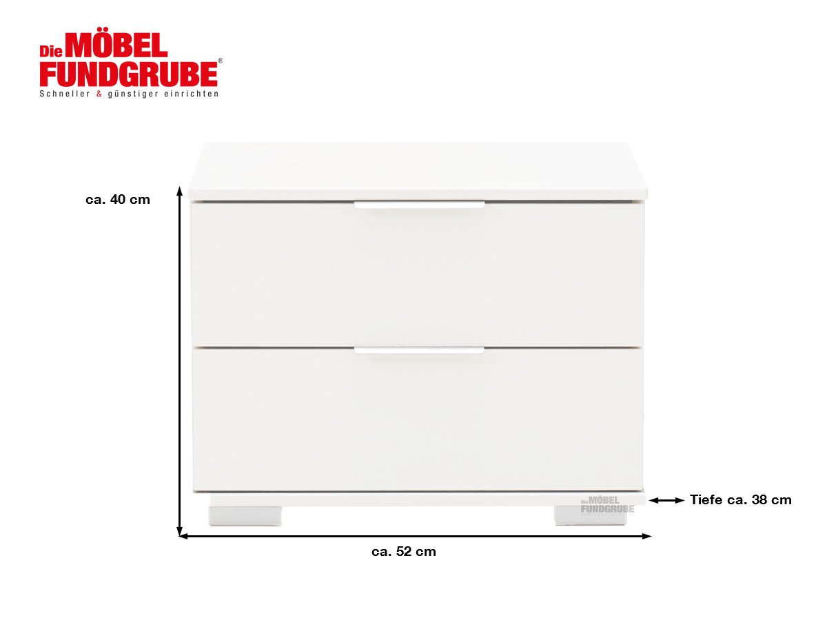 Nachttisch weiß 52 cm x 38 cm mit 2 Schubladen - EASY PLUS