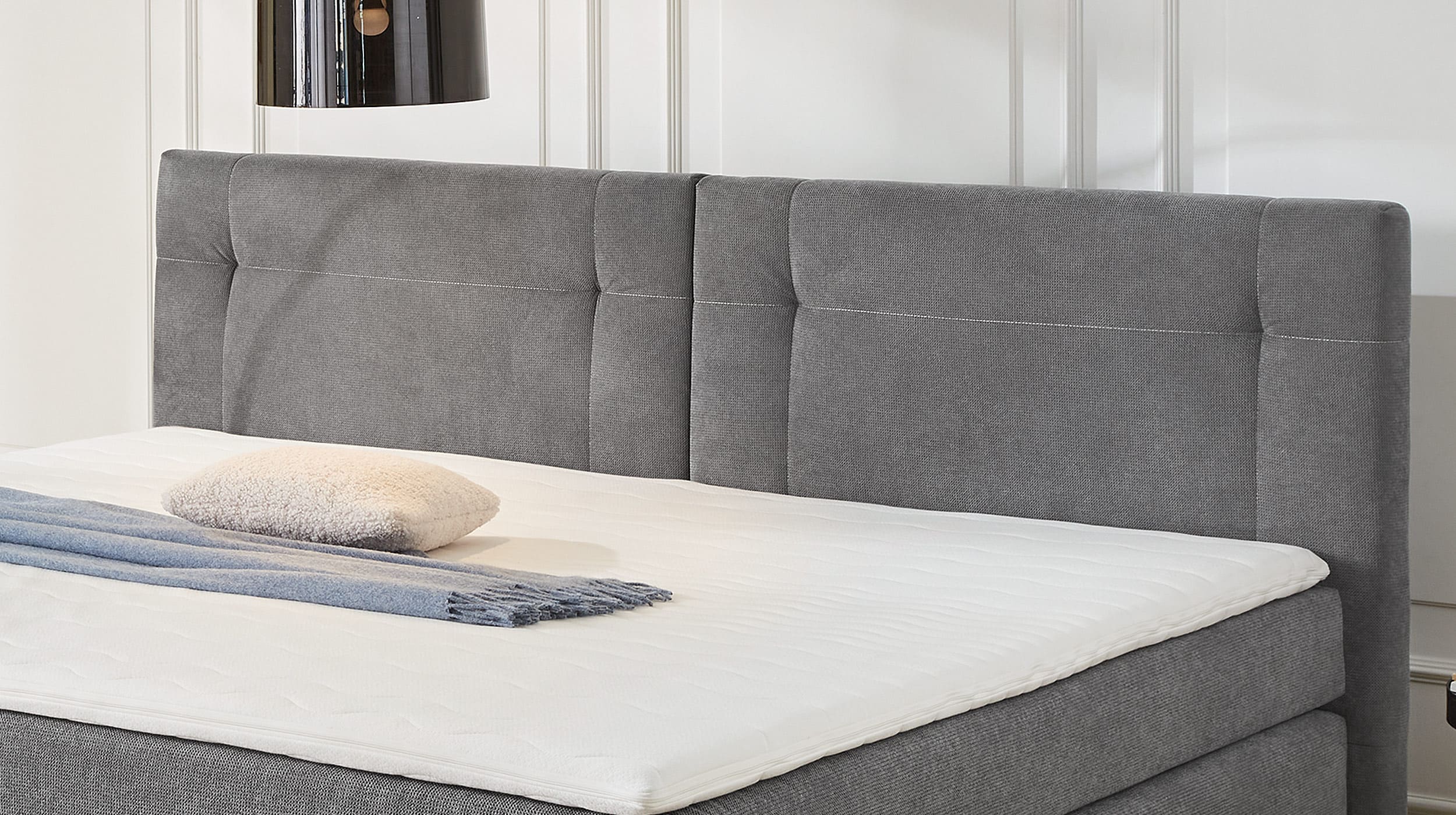 Boxspringbett 240 x 200 cm grau Microfaser- FAMILY