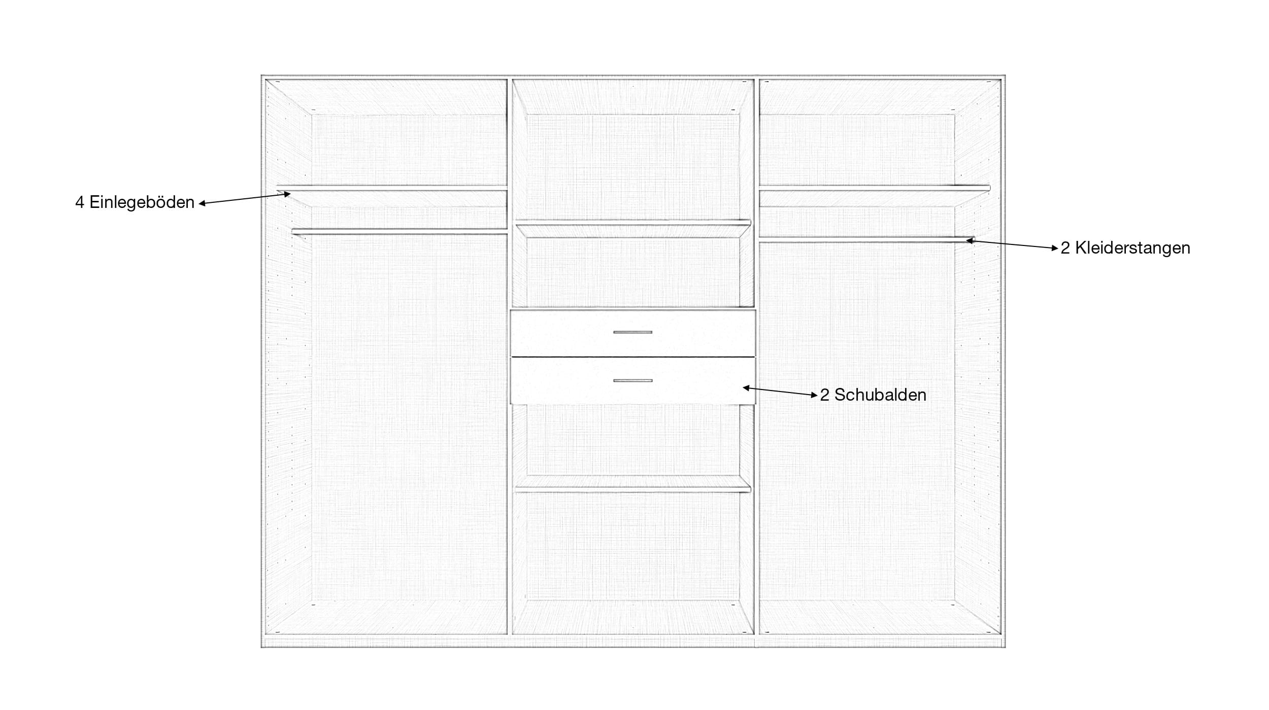 Kleiderschrank mit Spiegel - graphit - 270 cm - DILLINGEN