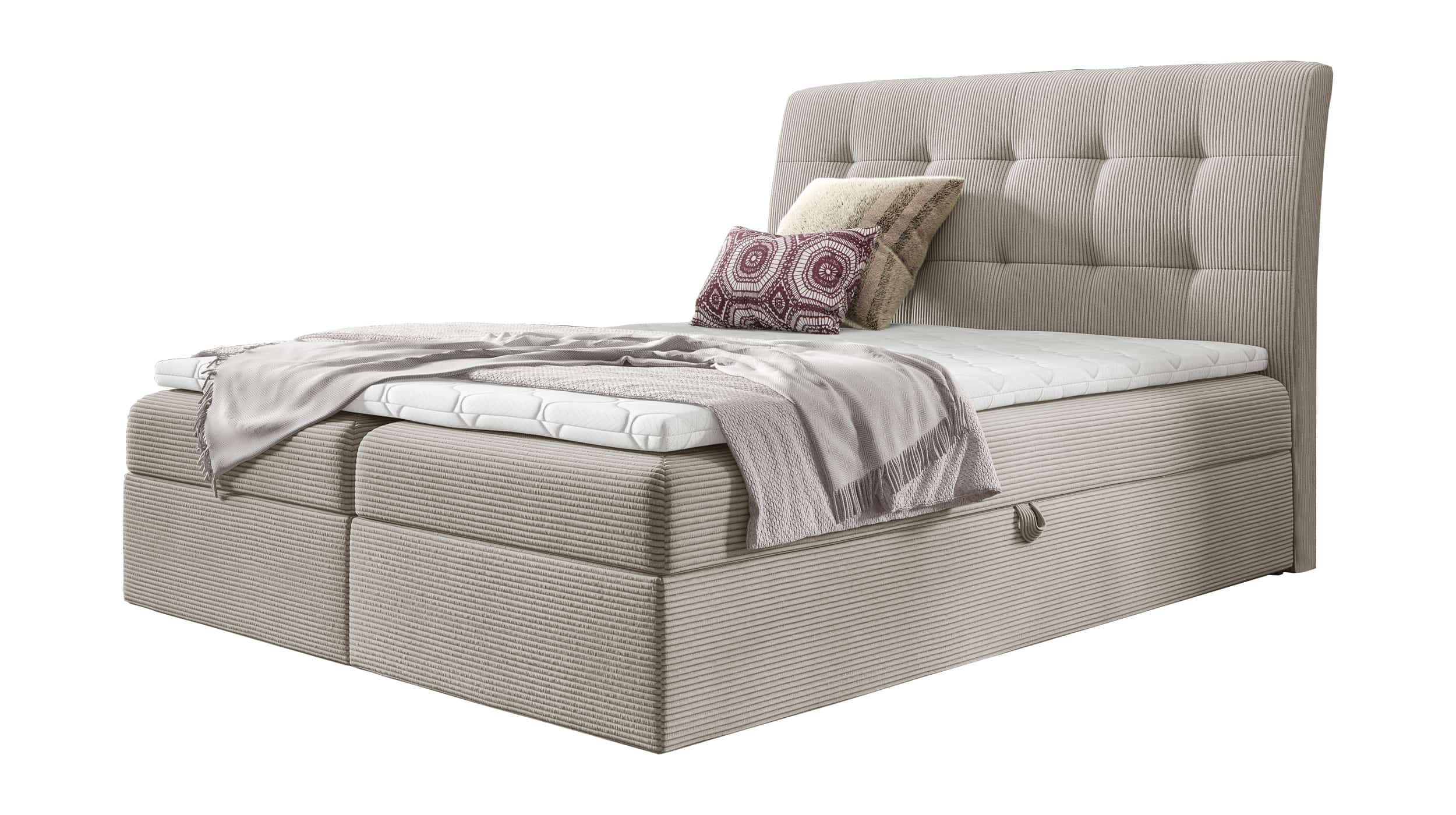 Boxbett Cord creme 160 x 200 cm mit Bettkasten - DIEGO Boxbett Cord creme 160 x 200 cm mit Bettkasten - DIEGO