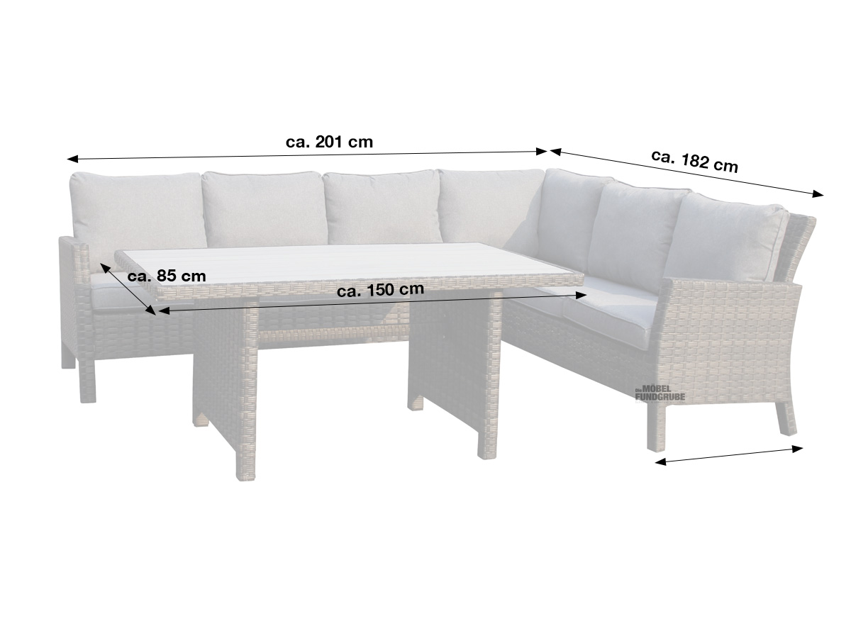 Gartenmöbel Set 2 tlg inkl. Tisch 150 x 85 cm - BEACH