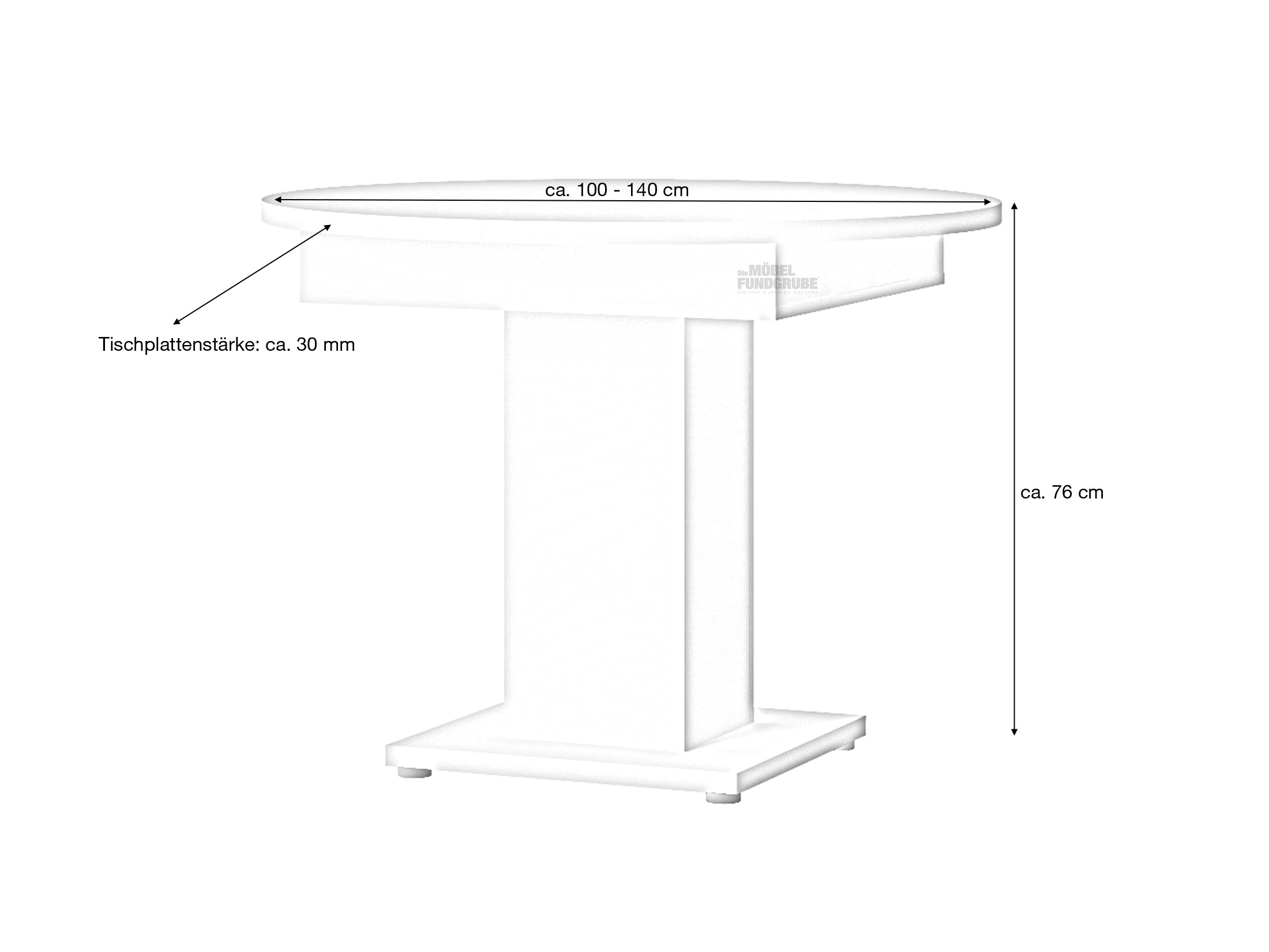Esstisch rund 100 - 140 cm ausziehbar weiß - LEO