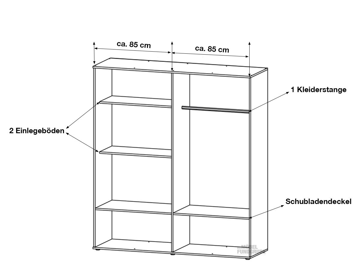 Kleiderschrank weiß 168 cm 4-türig - RASANT