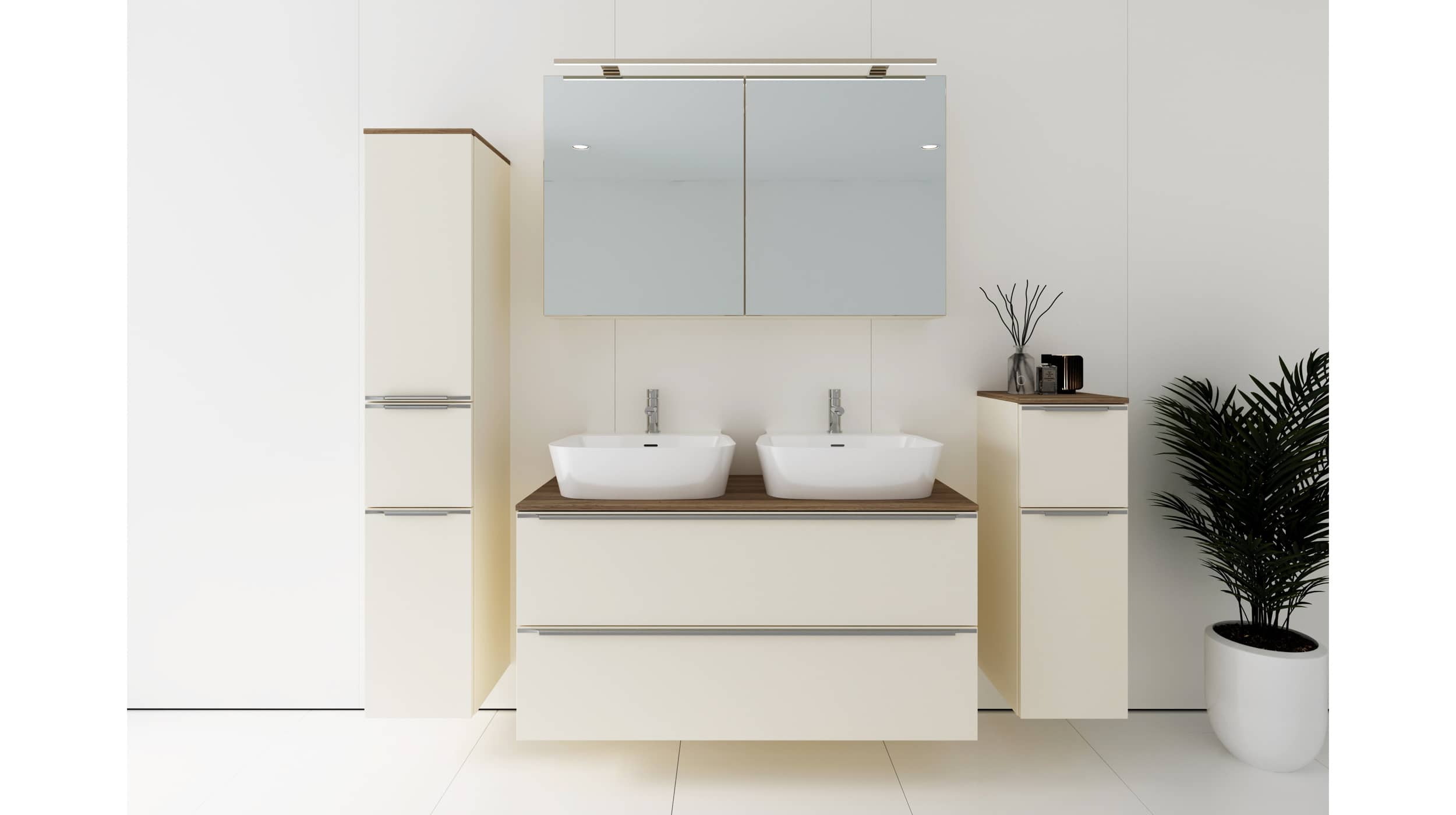 Badmöbel-Set Magnolia - 4 Teile - Waschtisch 120 cm - LEONEL Nobilia Badmöbelset Magnolia - 4-tlg - Waschplatz 120 cm - LEONEL