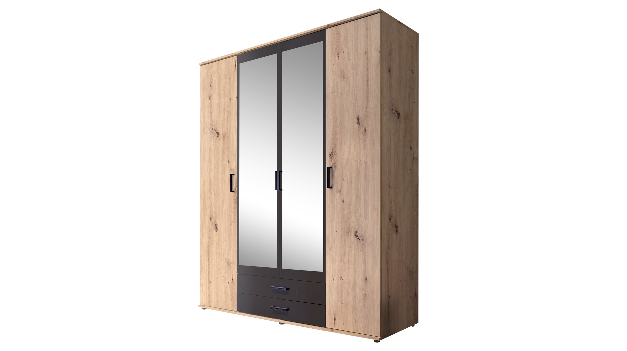 Kleiderschrank mit Spiegel - Artisan Eiche - anthrazit - 160 cm - CHICAGO Kleiderschrank mit Spiegel - Artisan Eiche - anthrazit - 160 cm - CHICAGO