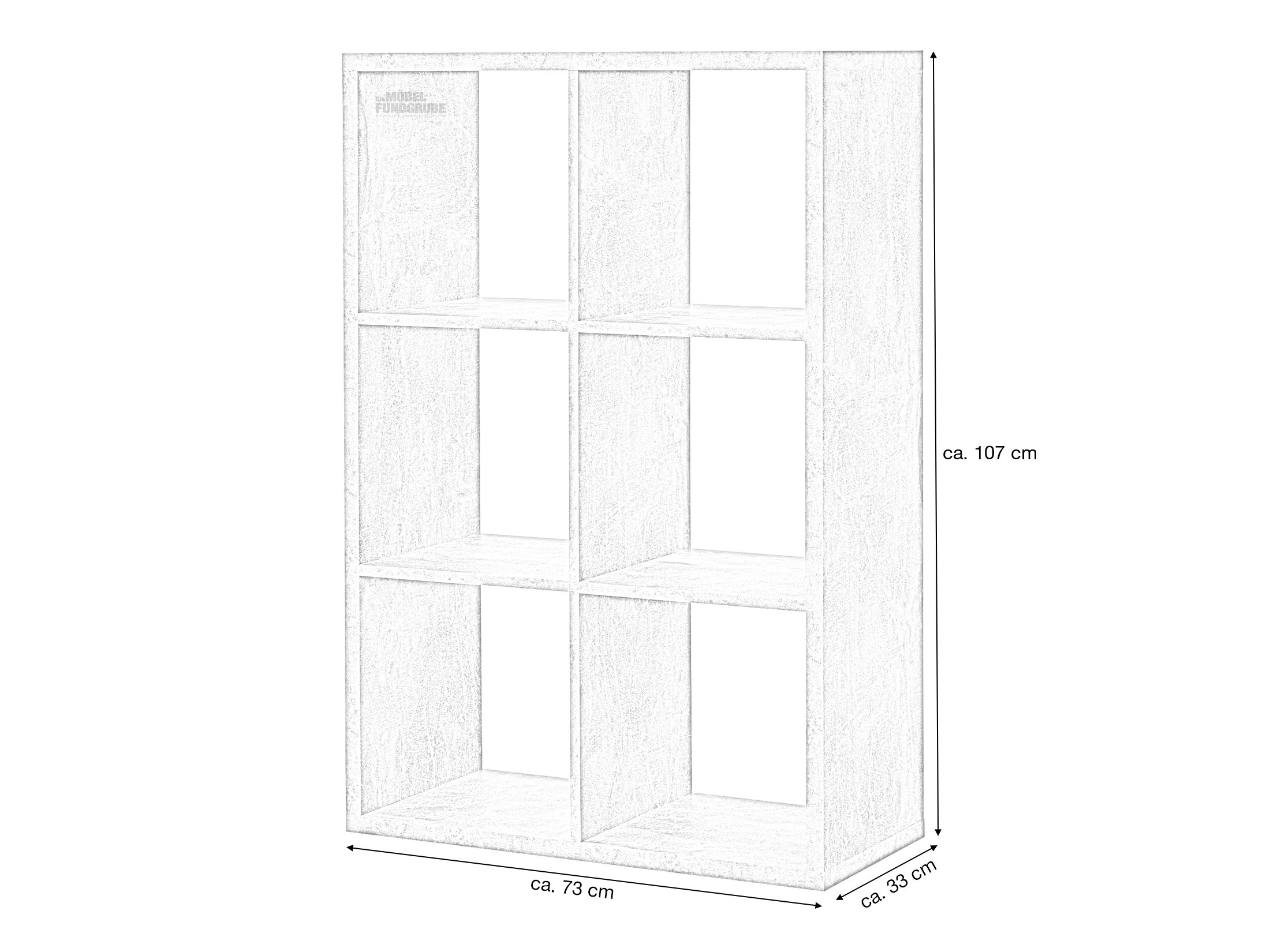 Standregal Betonoptik 73 x 107 cm - 6 Fächer - MAX