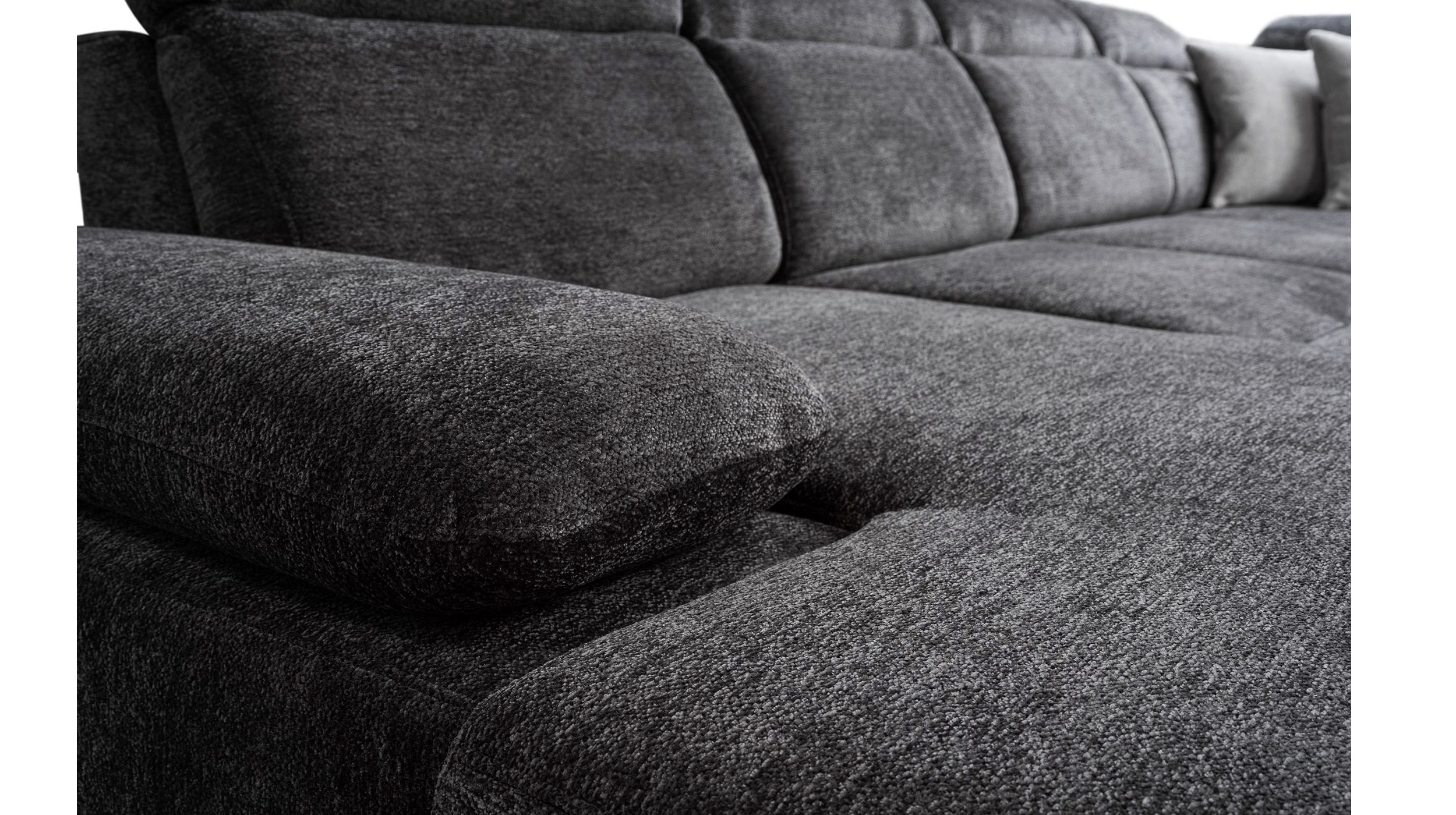 Wohnlandschaft Schlaffunktion anthrazit Bettkasten 359 cm - CORDOBA