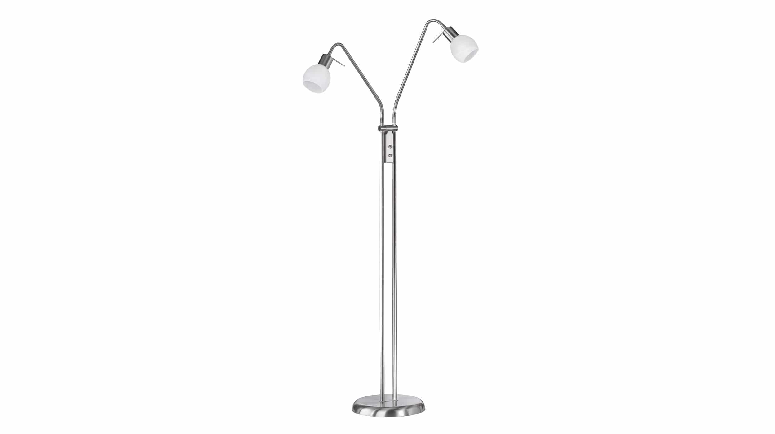 Stehlampe nickelfarben ca. 125 cm 2-Flammig - ANTIBES Stehlampe nickelfarben ca. 125 cm 2-Flammig - ANTIBES