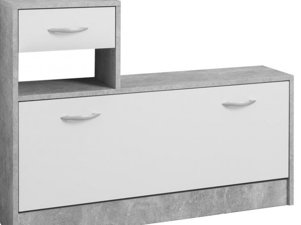 Garderoben Set 2-teilig Betonoptik - weiß 98 cm - RUDOLF