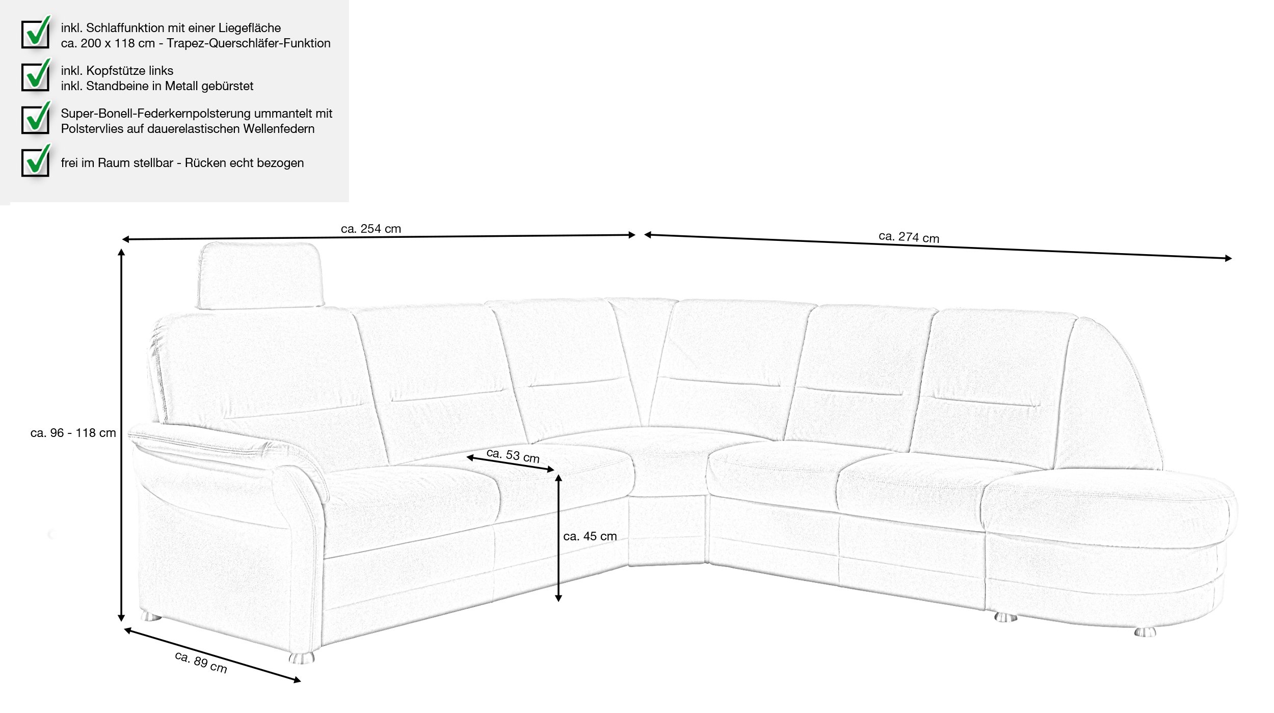 Couchliebe® Wohnlandschaft planbar - saddle alu - Premium Version Q+ - HERMASO