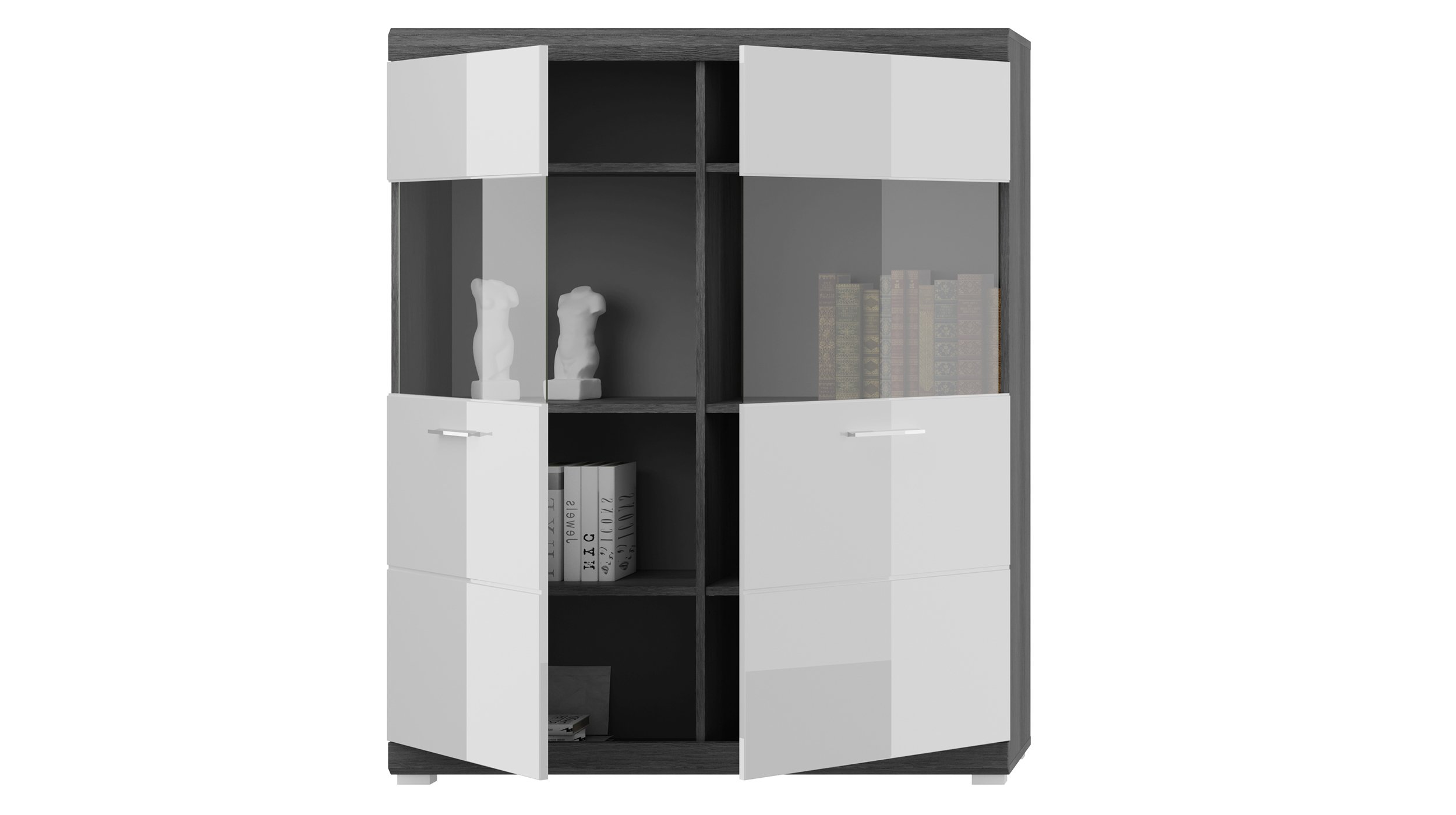 Highboard weiß Hochglanz - Rauchsilber 114 cm - SCOUT