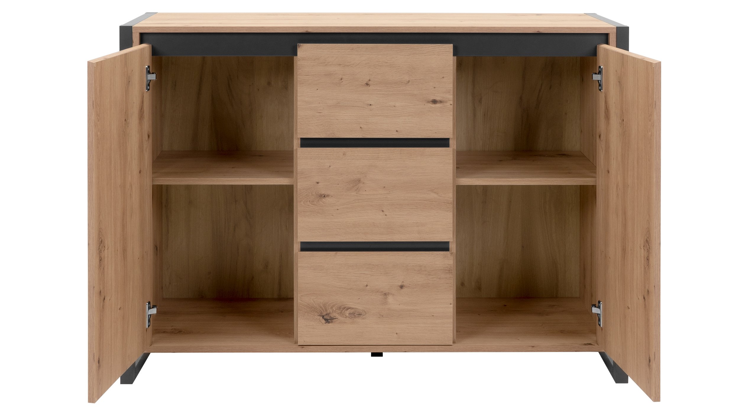 Kommode Artisan Eiche - anthrazit 120 cm 2 Türen - DENVER 