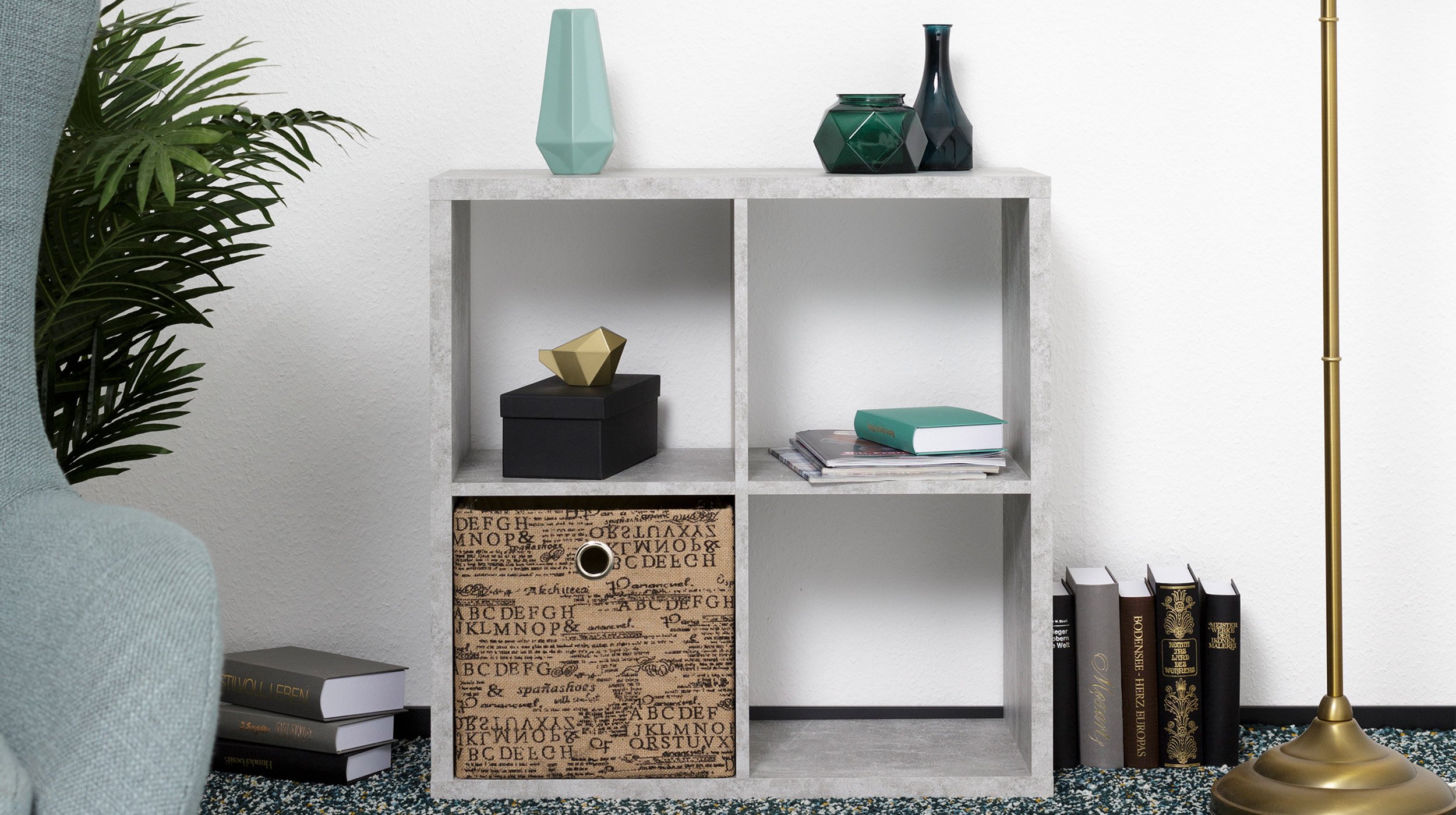 Standregal Betonoptik 73 x 73 cm - 4 Fächer - MAX
