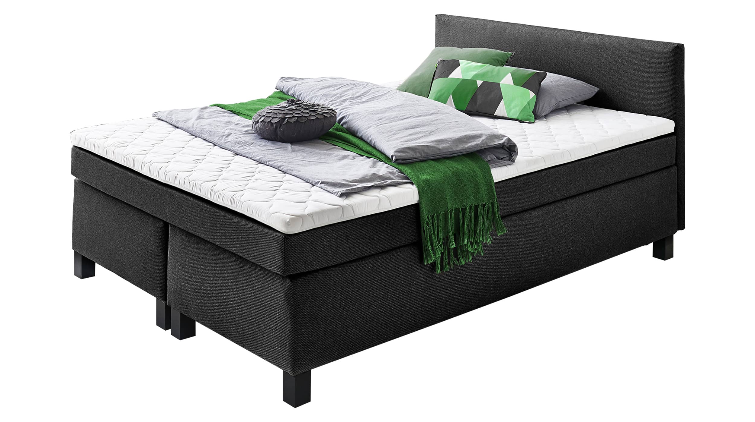 Boxspringbett 160 x 200 cm grau Stoffbezug - PHILLY Boxspringbett 160 x 200 cm grau Stoffbezug - PHILLY
