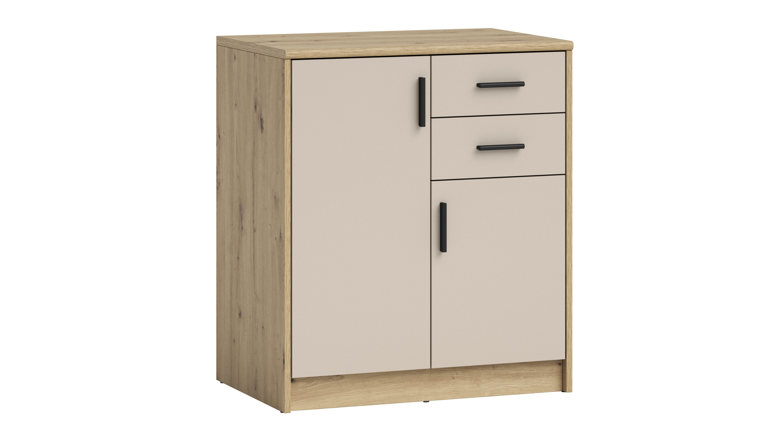 Kommode mit 2 Schubladen beige - Artisan Eiche 74 x 50 cm - NELLY Kommode mit 2 Schubladen beige - Artisan Eiche 74 x 50 cm - NELLY