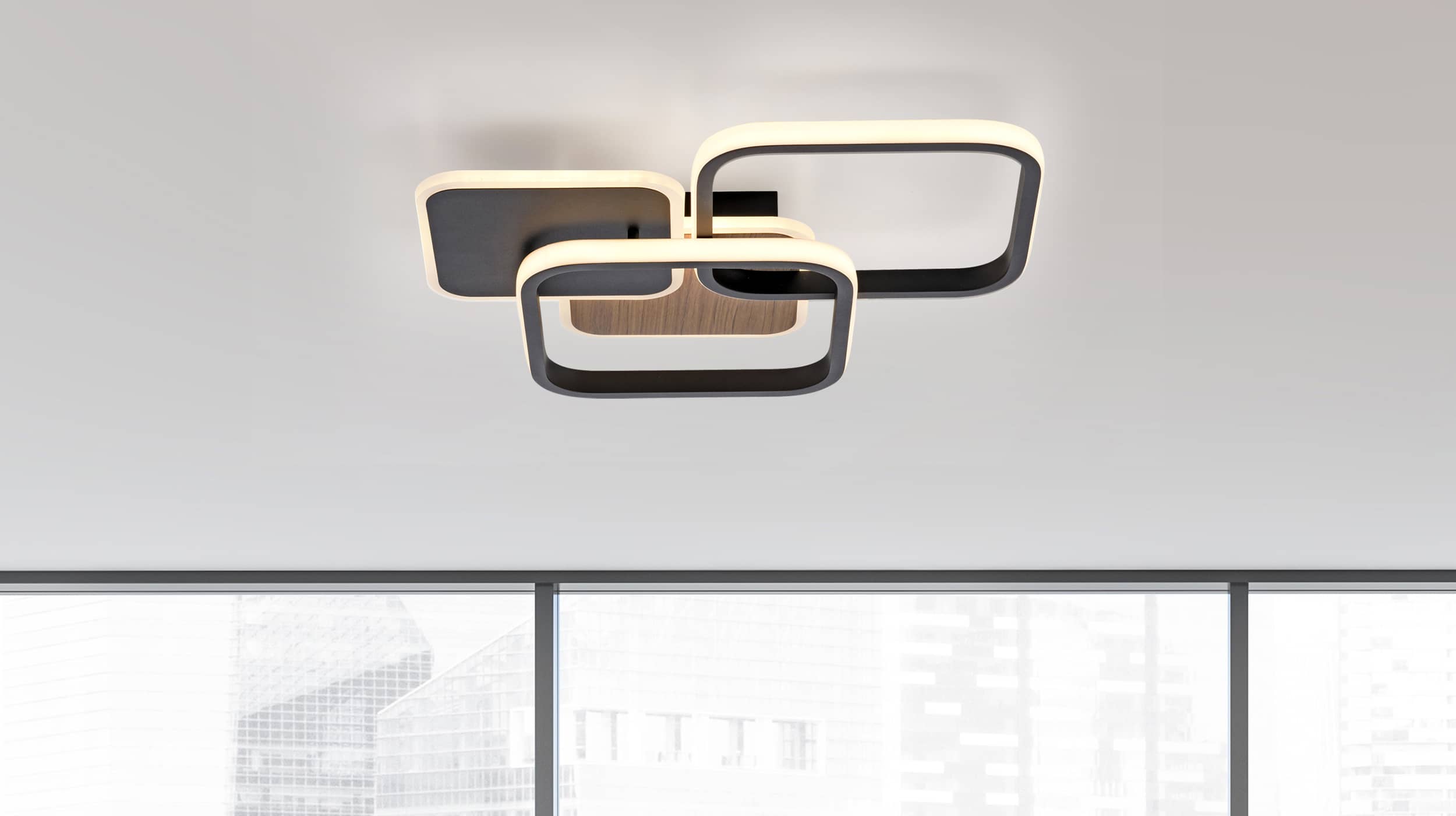 Deckenleuchte LED schwarz-Holzdekor 39 x 46 cm - SEVENT
