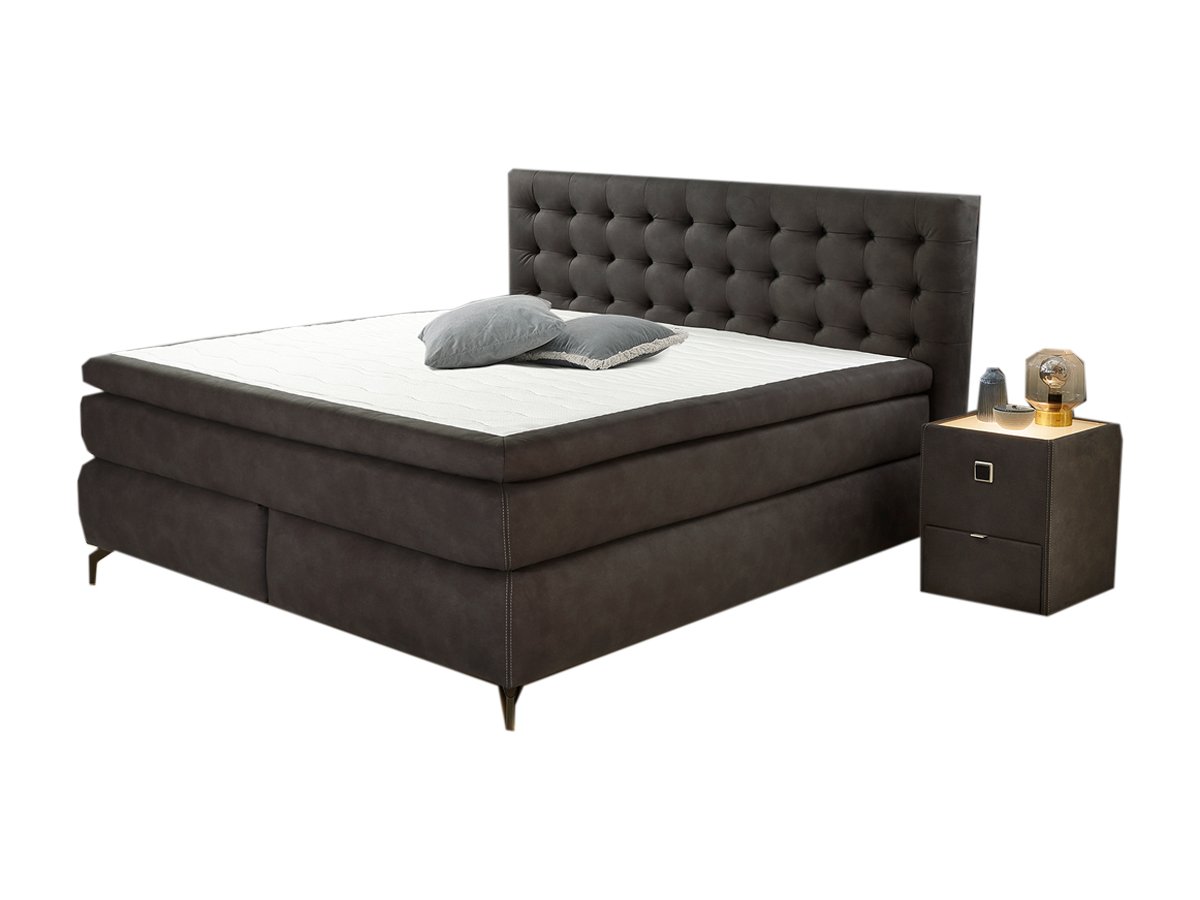 Boxspringbett 180 x 200 cm grau Microfaser - JESSICA Boxspringbett 180 x 200 cm grau Microfaser - JESSICA