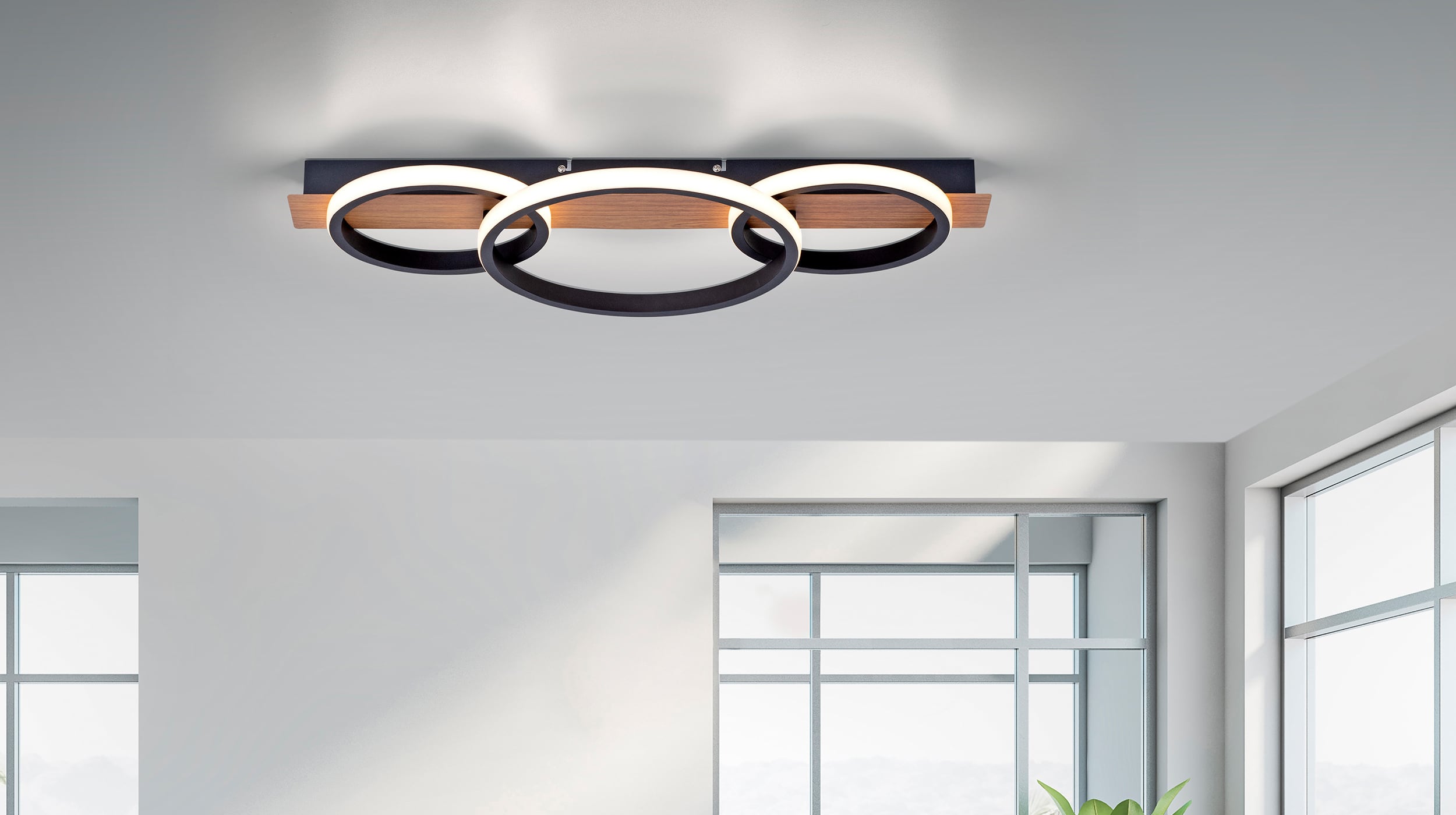 Deckenleuchte LED holzfarben 30 x 68 cm - TROOPER