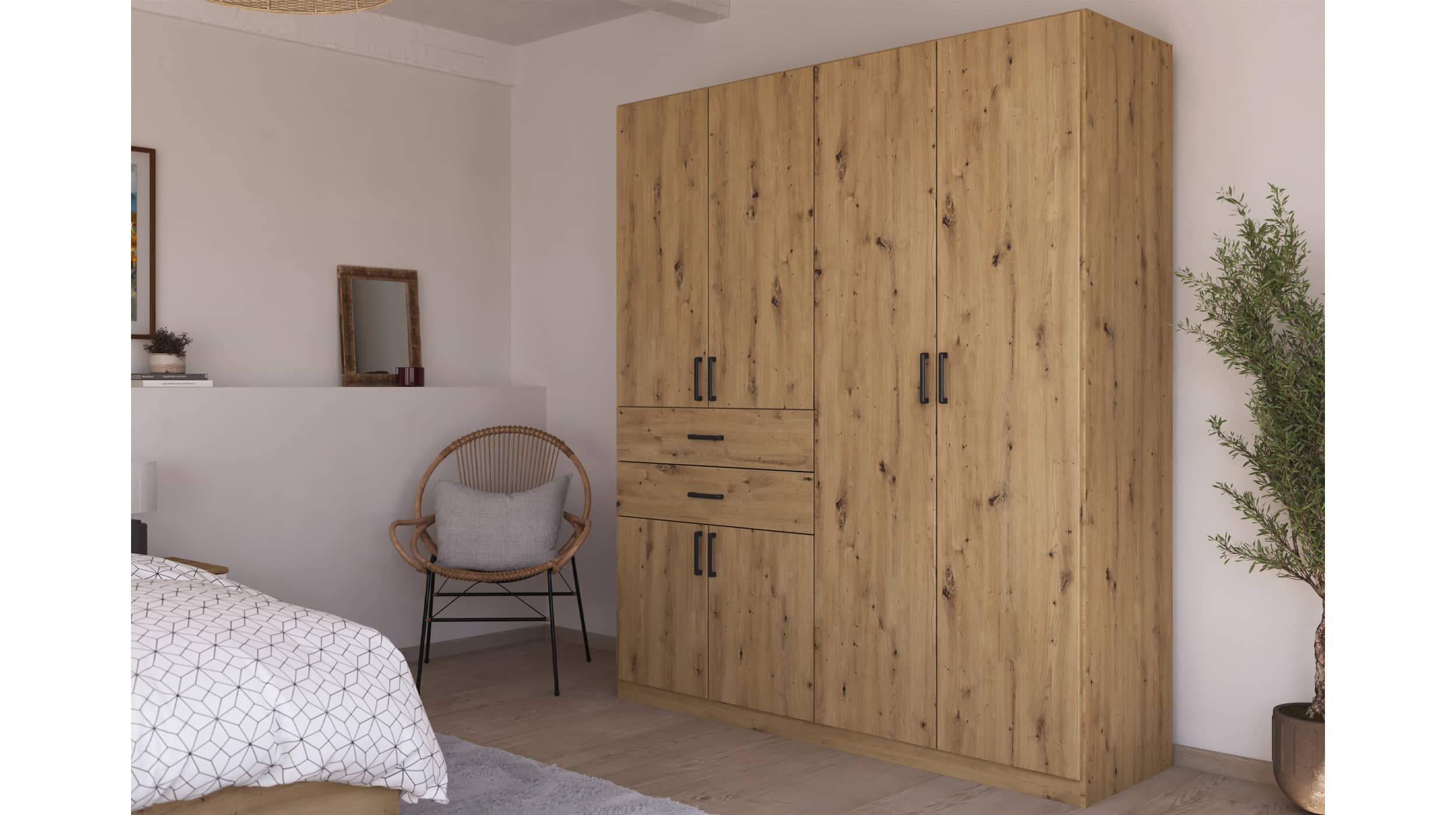 Kleiderschrank Artisan Eiche 181 cm 6-türig - MAIKA