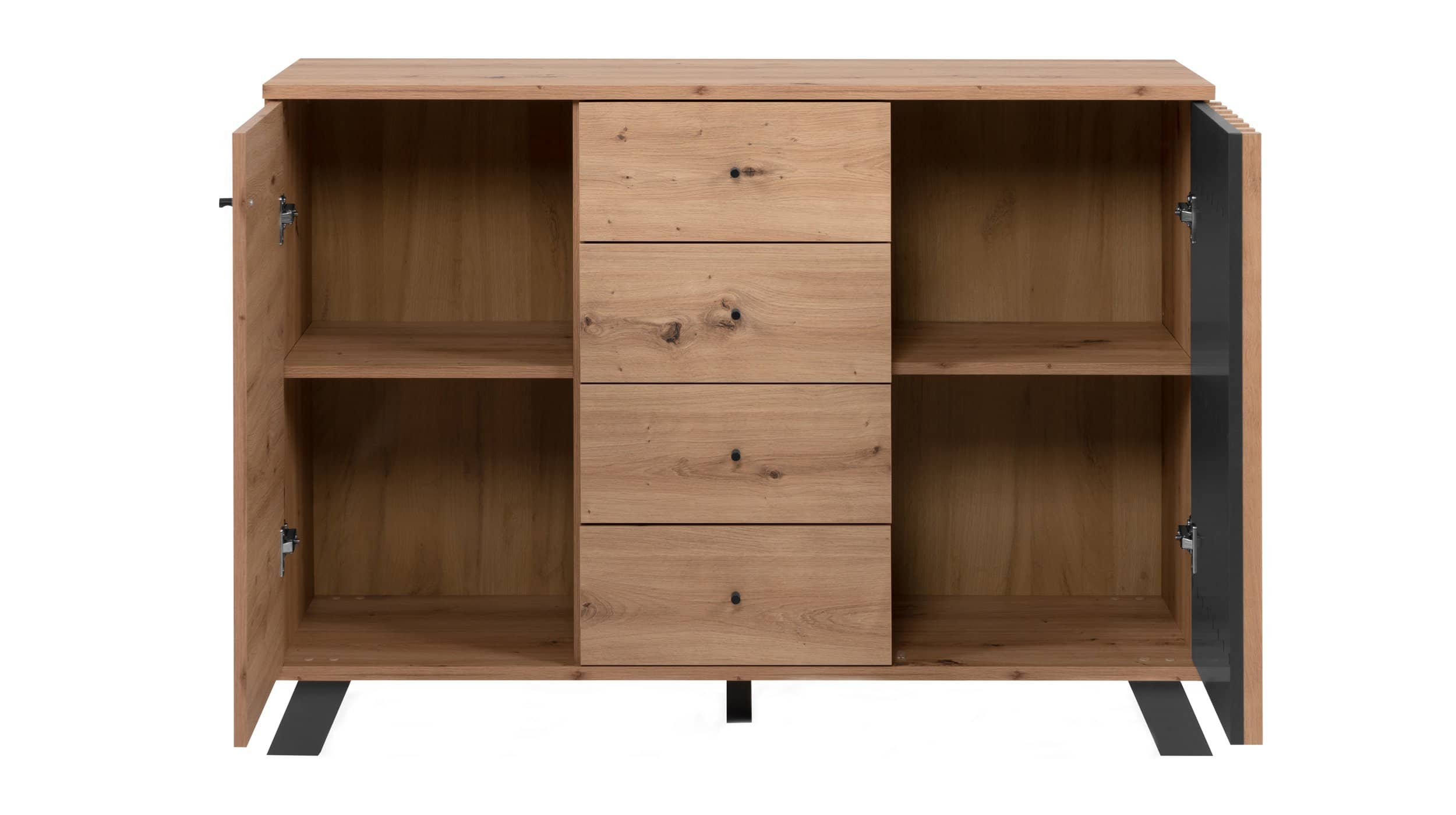 Kommode Artisan Eiche - anthrazit 118 cm 2 Türen - MEDAN 