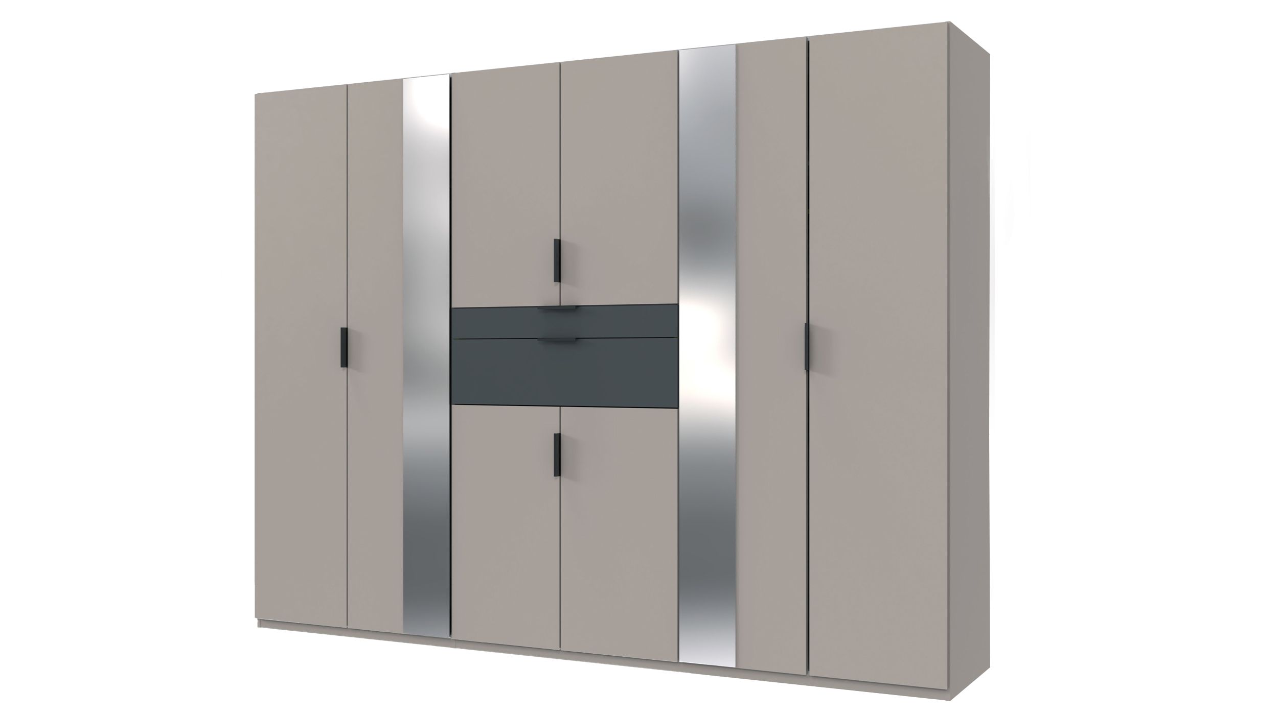Kleiderschrank mit Spiegel 270 cm grau - graphit 6-türig - XANTEN Kleiderschrank mit Spiegel 270 cm grau - graphit 6-türig - XANTEN