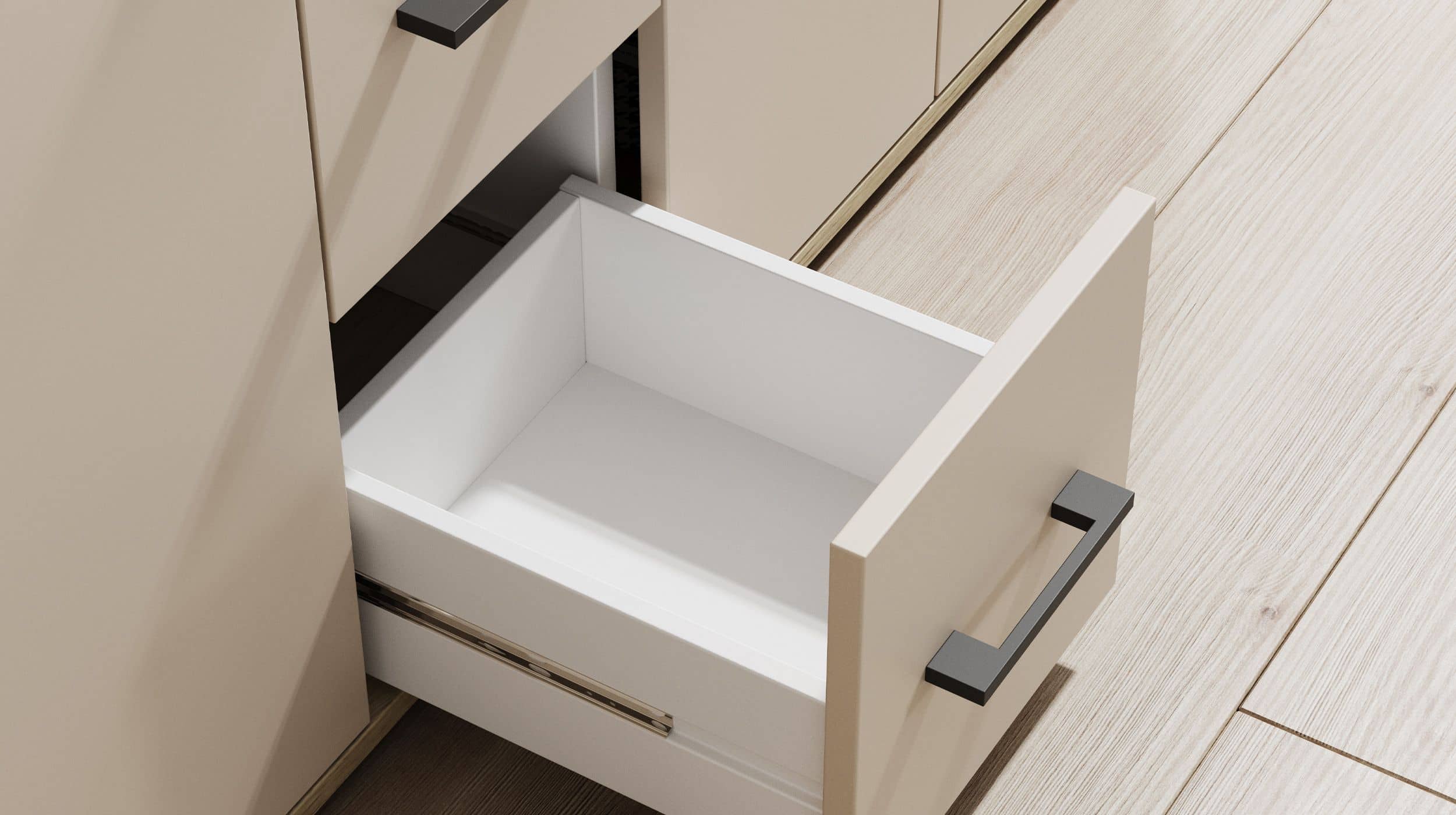 Highboard 4 Türen 3 Schubladen Artisan Eiche beige 139 cm - DRIFT