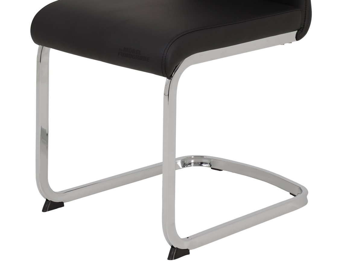 Schwingstuhl schwarz Freischwinger Lederlook - MAGDA