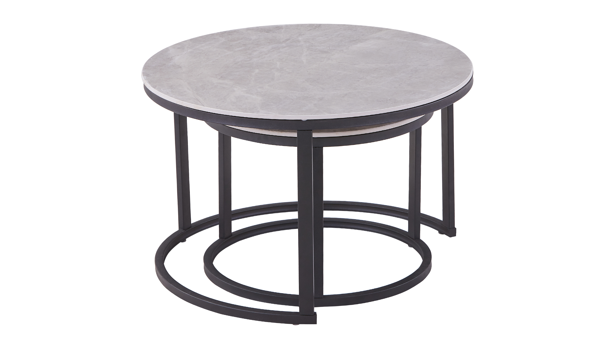 Couchtisch 2er-Set Keramik grau - 70 cm - 50 cm - AMLEKA