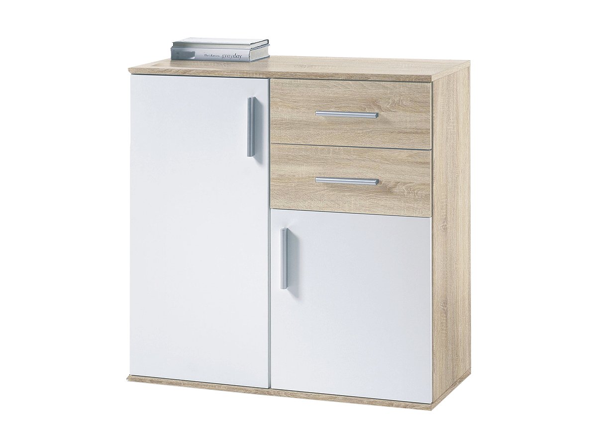 Kommode Sonoma Eiche - weiß 80 cm - BOBBY Kommode Sonoma Eiche - weiß 80 cm - BOBBY