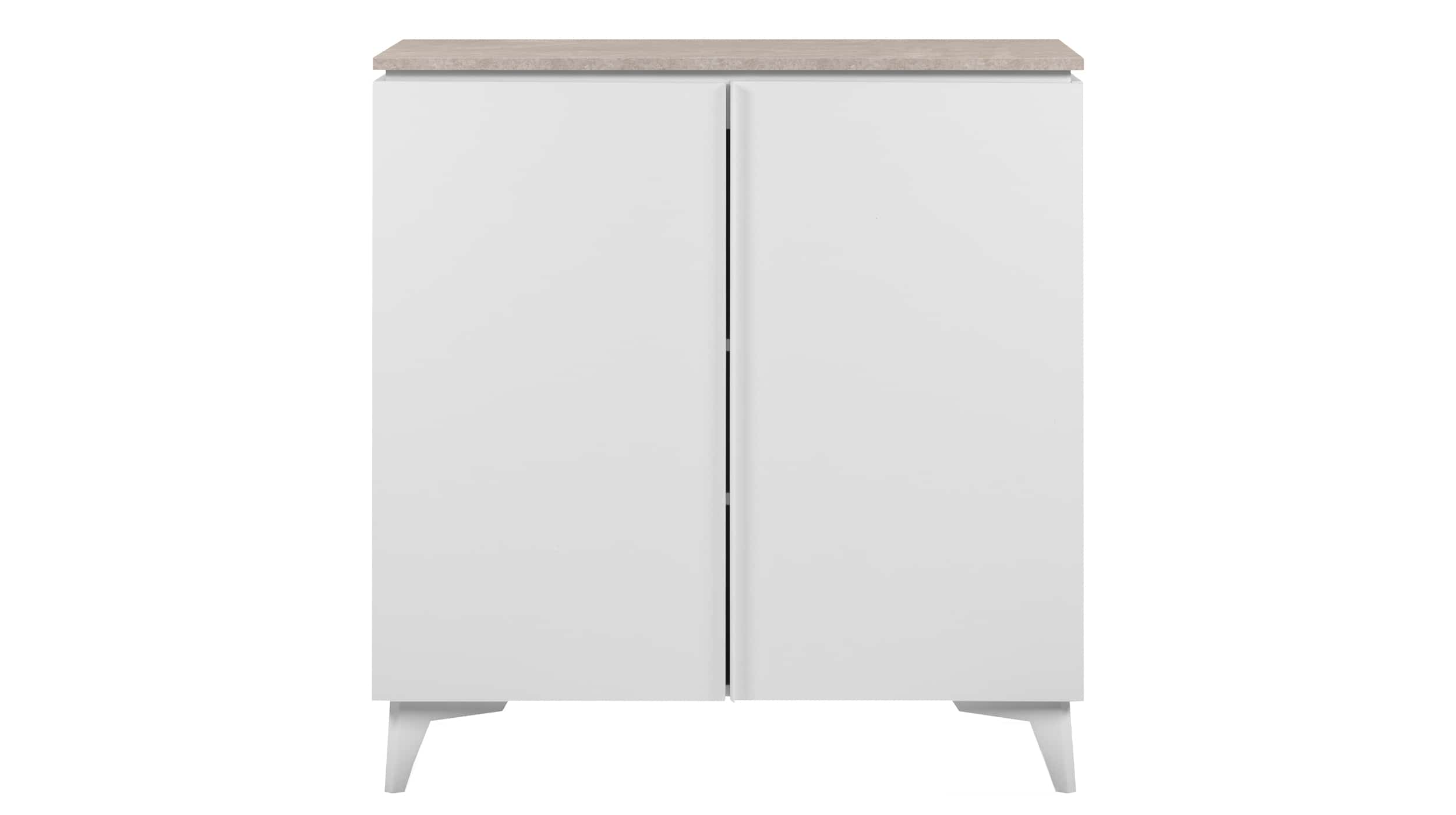 Kommode mit 2 Türen weiß - Sandstein 88 x 92 cm - BERTRIX Kommode mit 2 Türen weiß - Sandstein 88 x 92 cm - BERTRIX