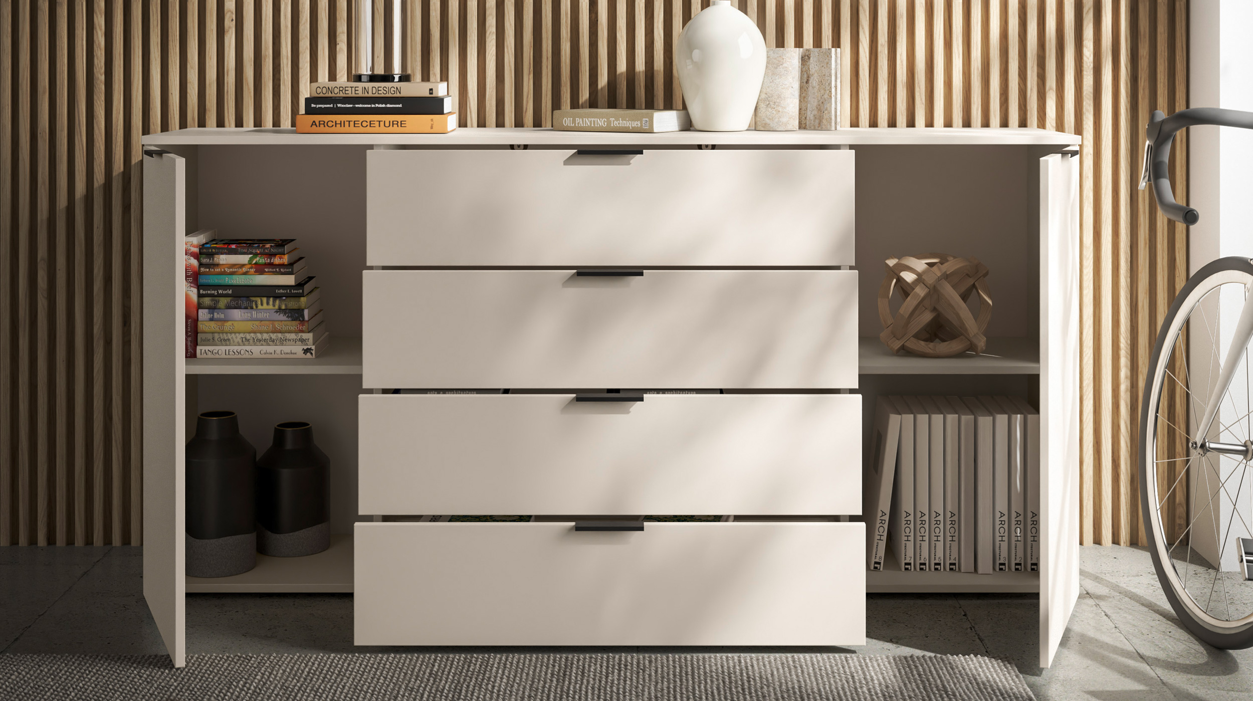 Sideboard mit 4 Schubladen beige 180 cm - LINZ